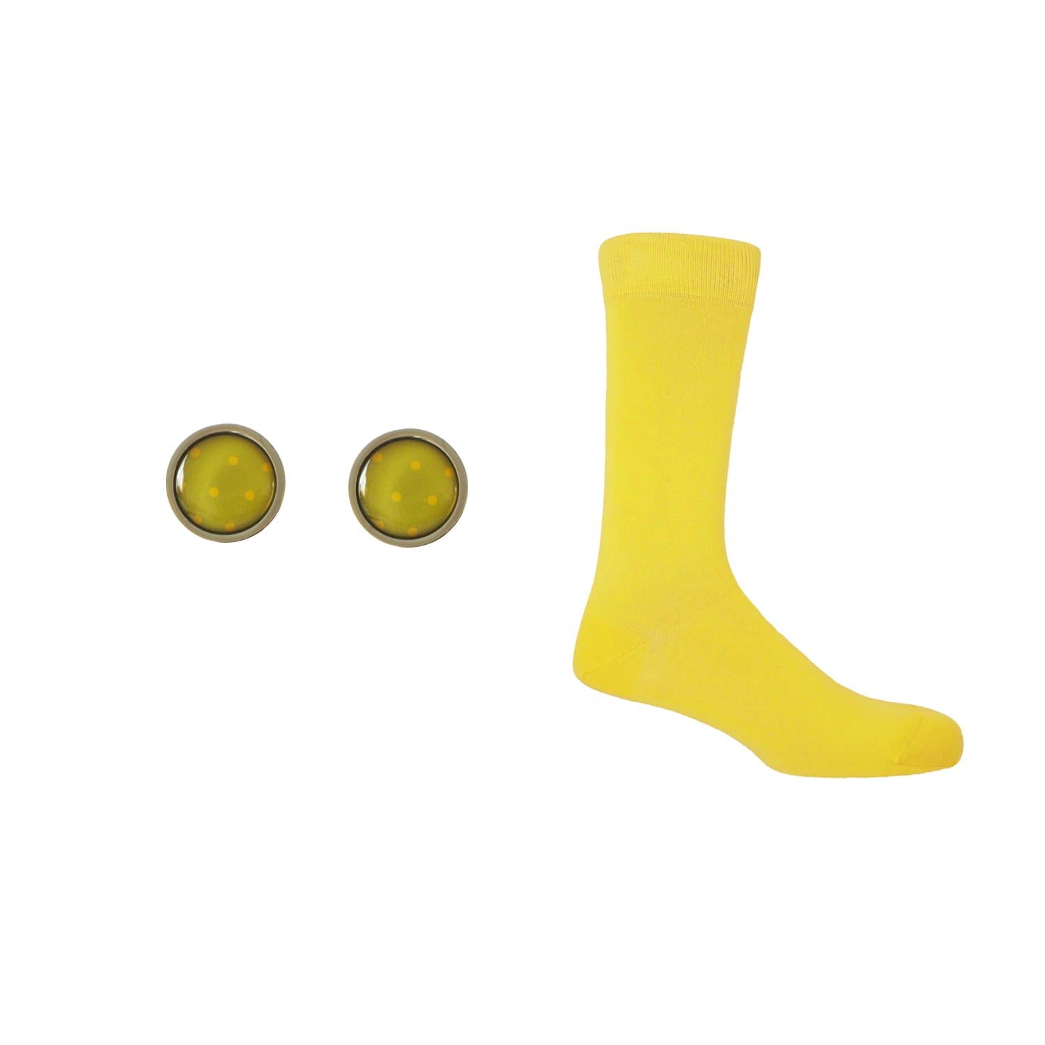 Groom's Set - Classic Sunshine Socks & Olive Cufflink by Peper Harow