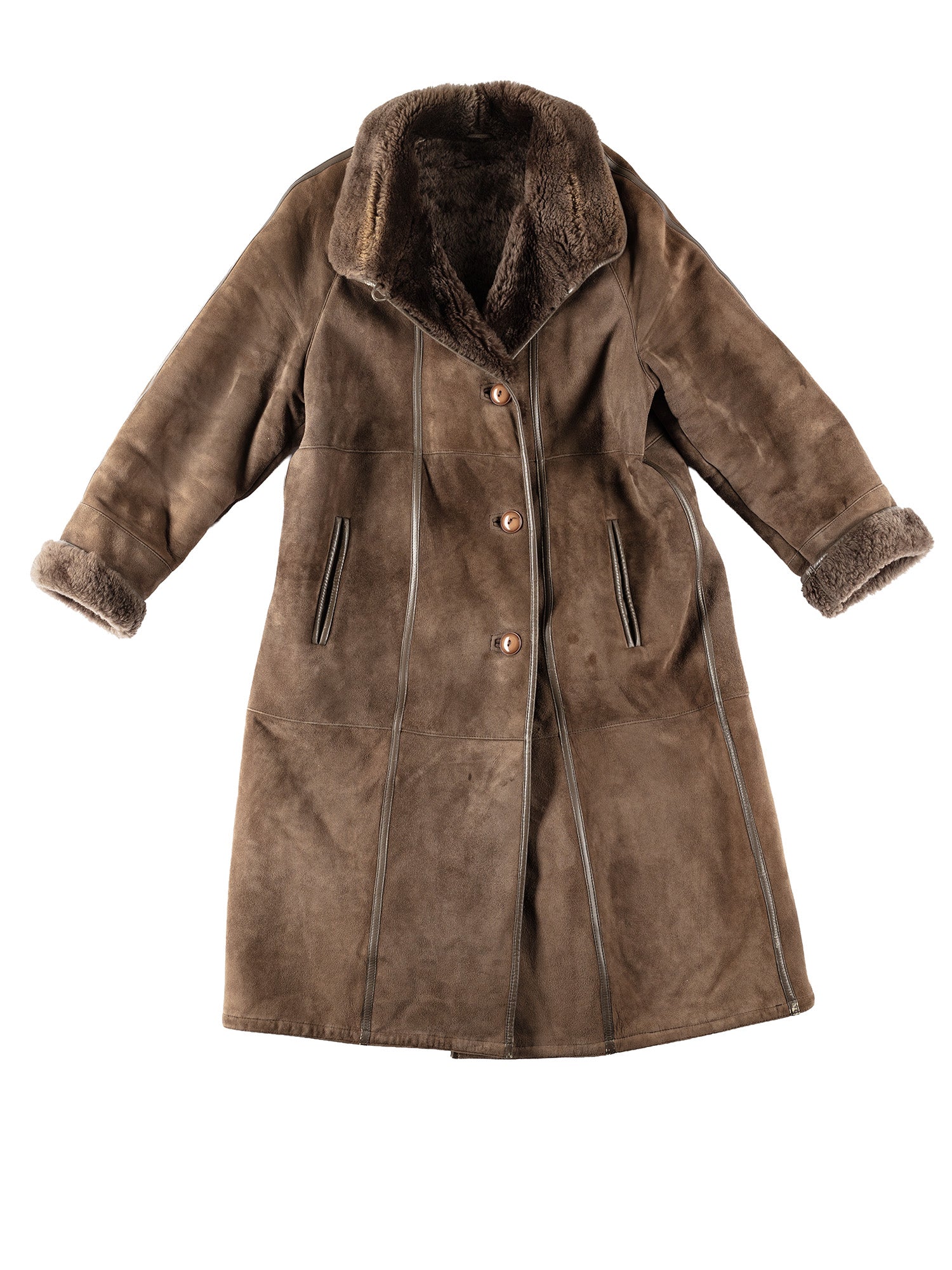 Vintage 80's Women Sheepskin Coat in Brown by Northern Grip