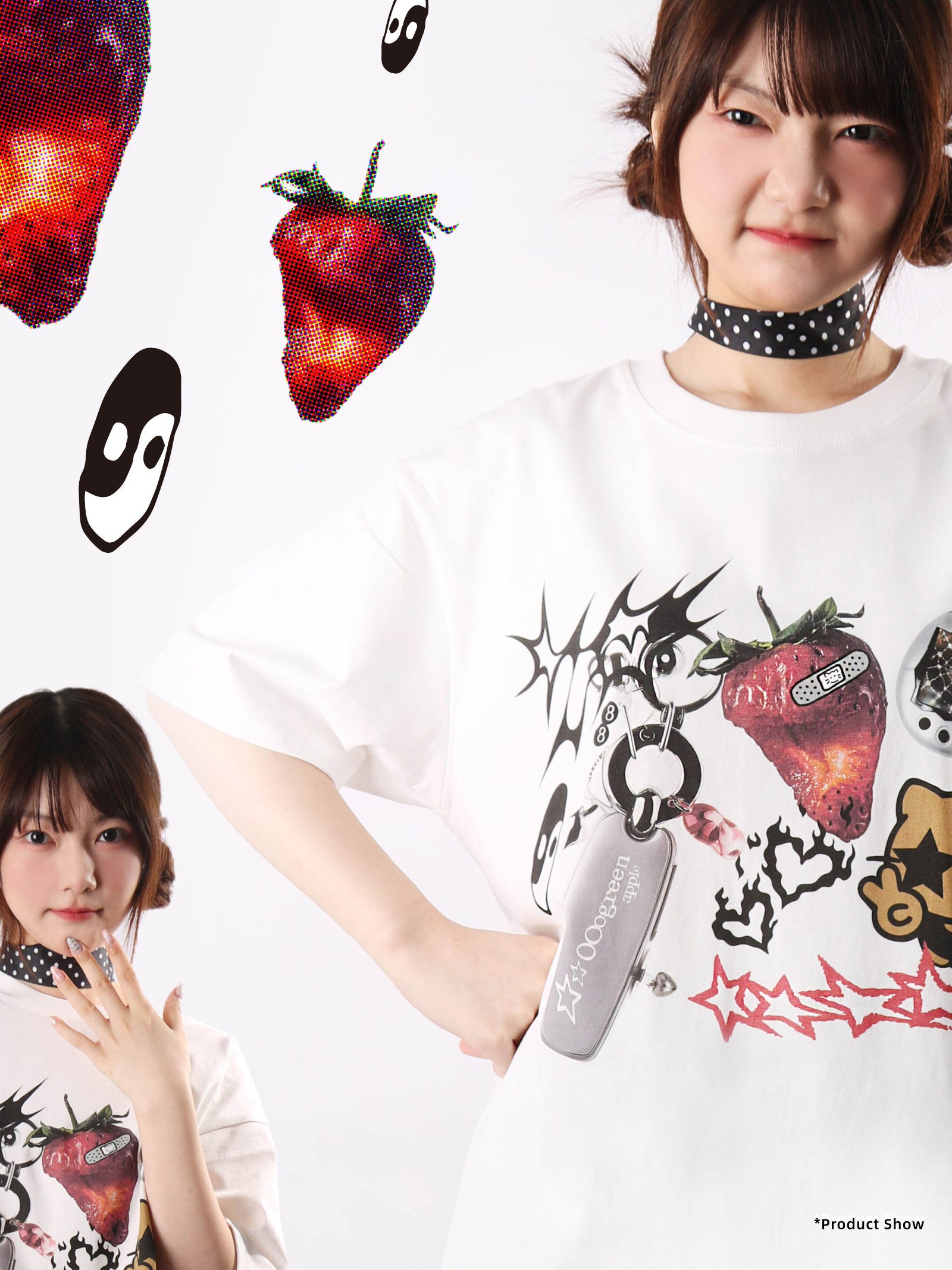 Y2K Kitty Oversize White Tee - Oogreenapple by Land Decora