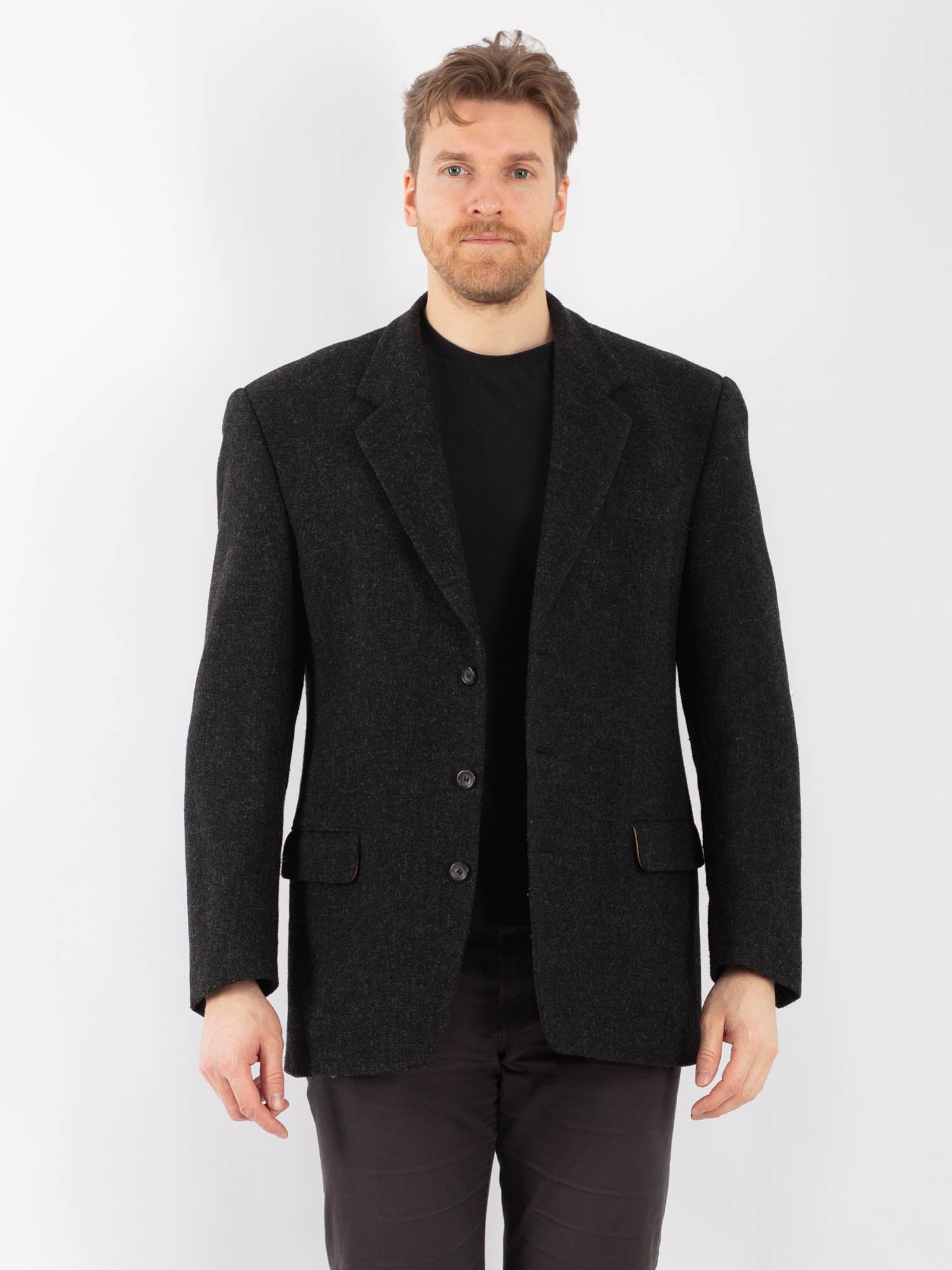 Vintage 80's Men Wool Blazer Jacket in Gray by Northern Grip