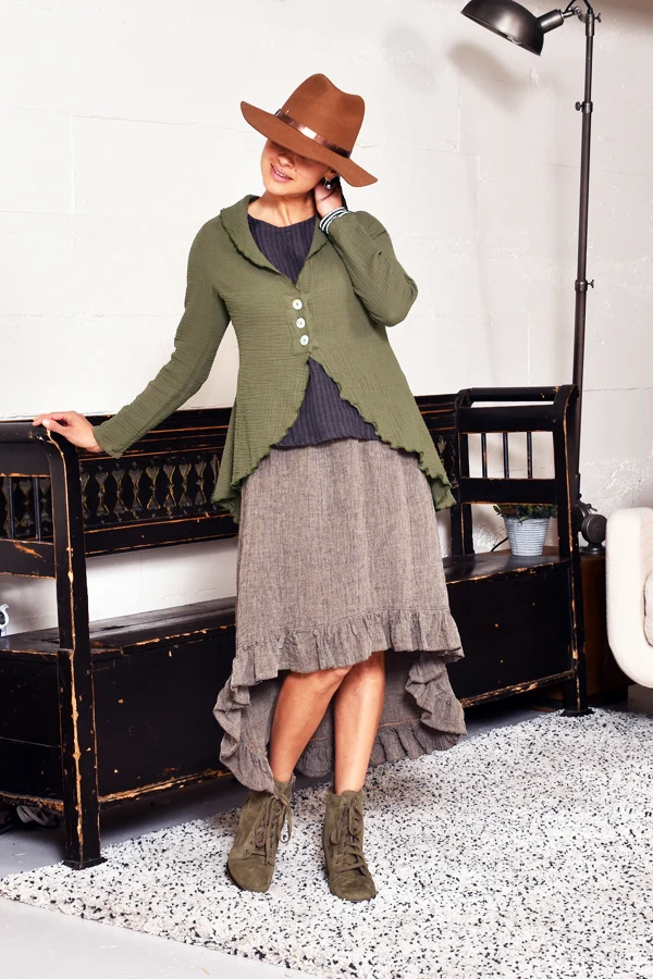 crinkle linen ruffle skirt by Goddess Gear