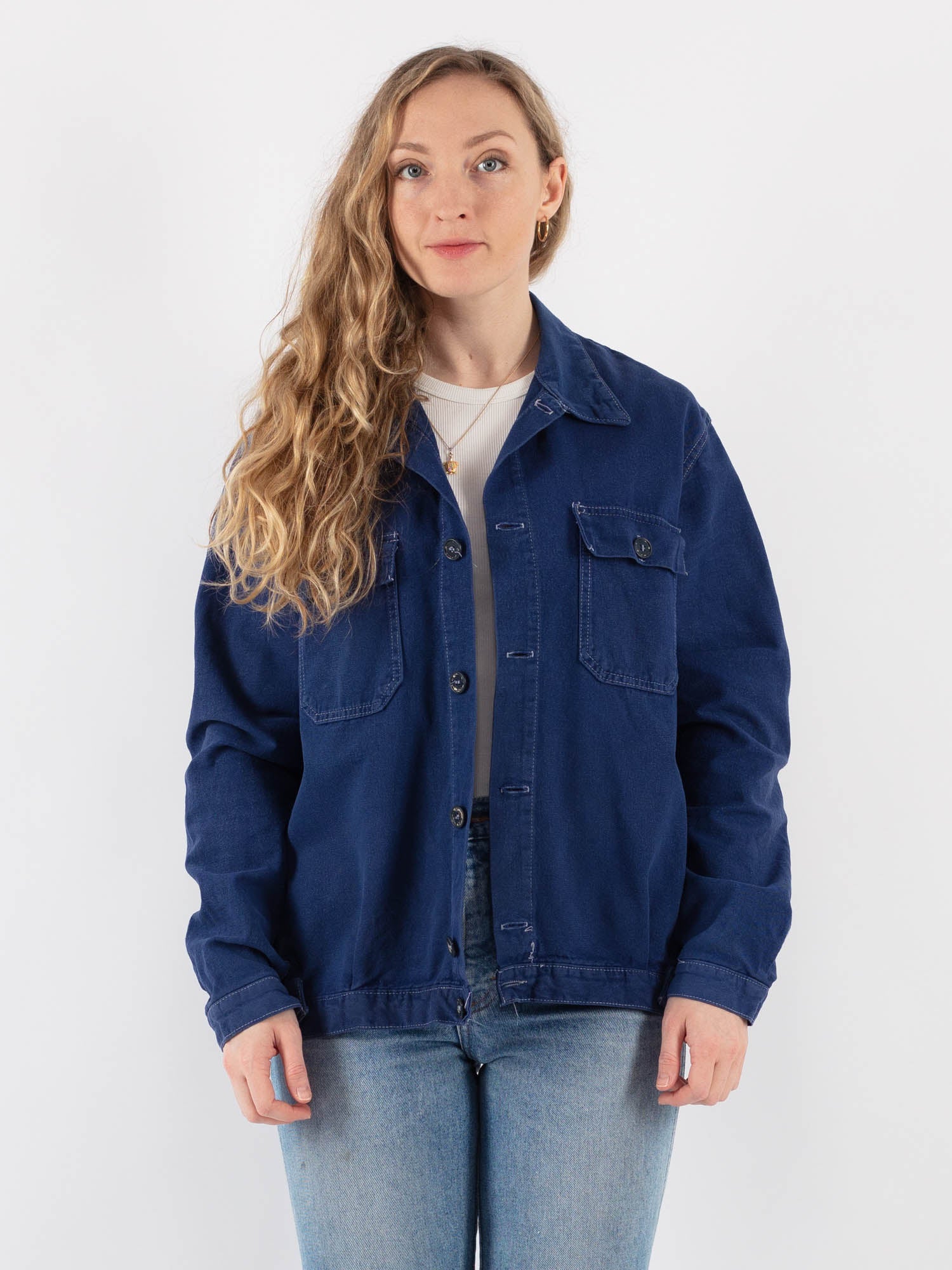 Vintage 80's Women Italian Work Jacket in Blue by Northern Grip