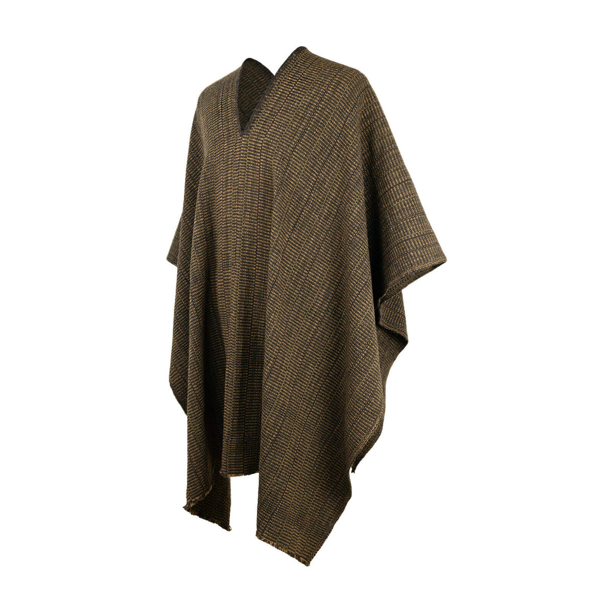 Llama Wool Unisex South American Handwoven Serape Poncho - coffee/brown by ECUALAMA