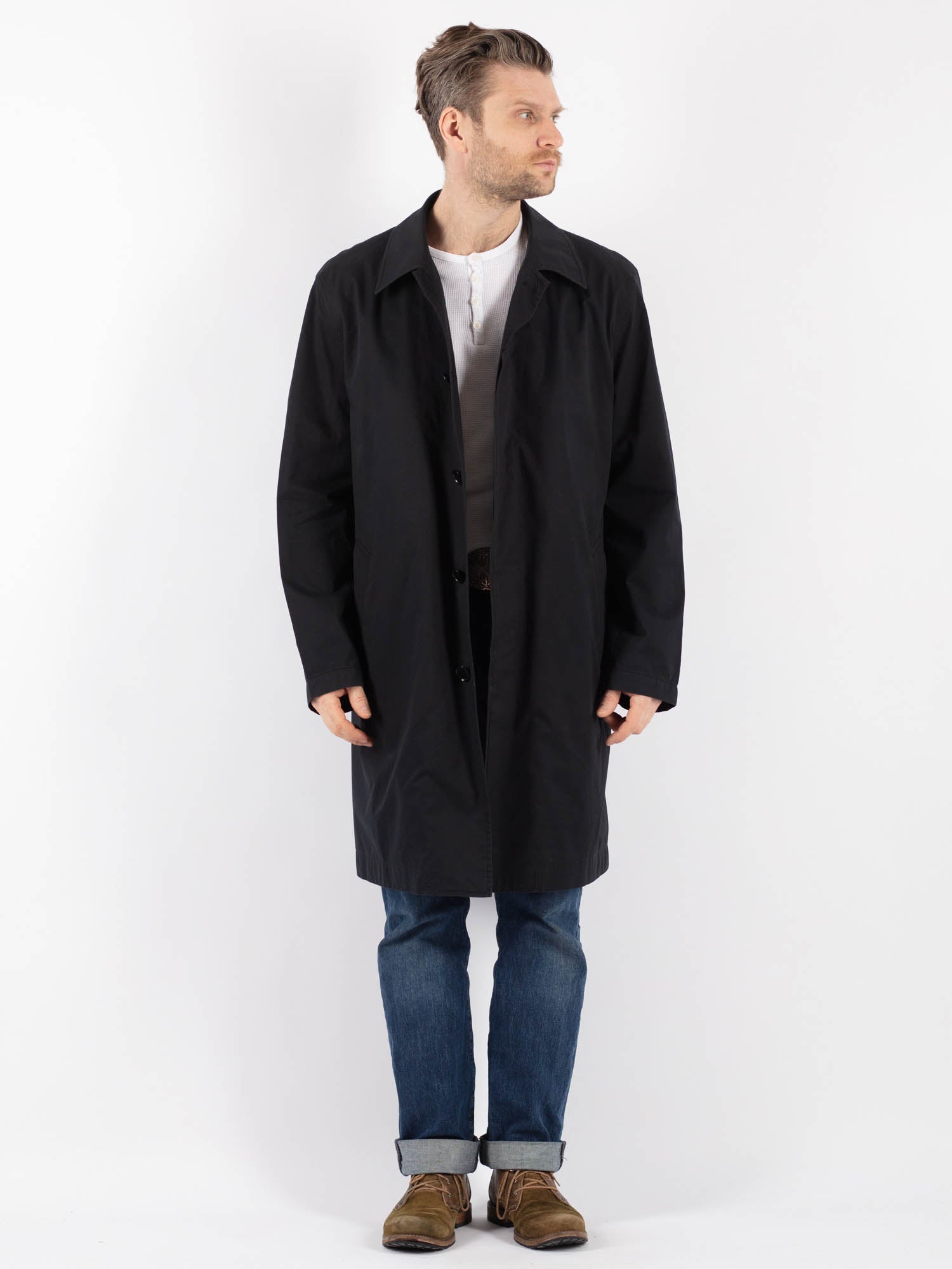 Vintage 90's Men Mac Coat in Blue by Northern Grip
