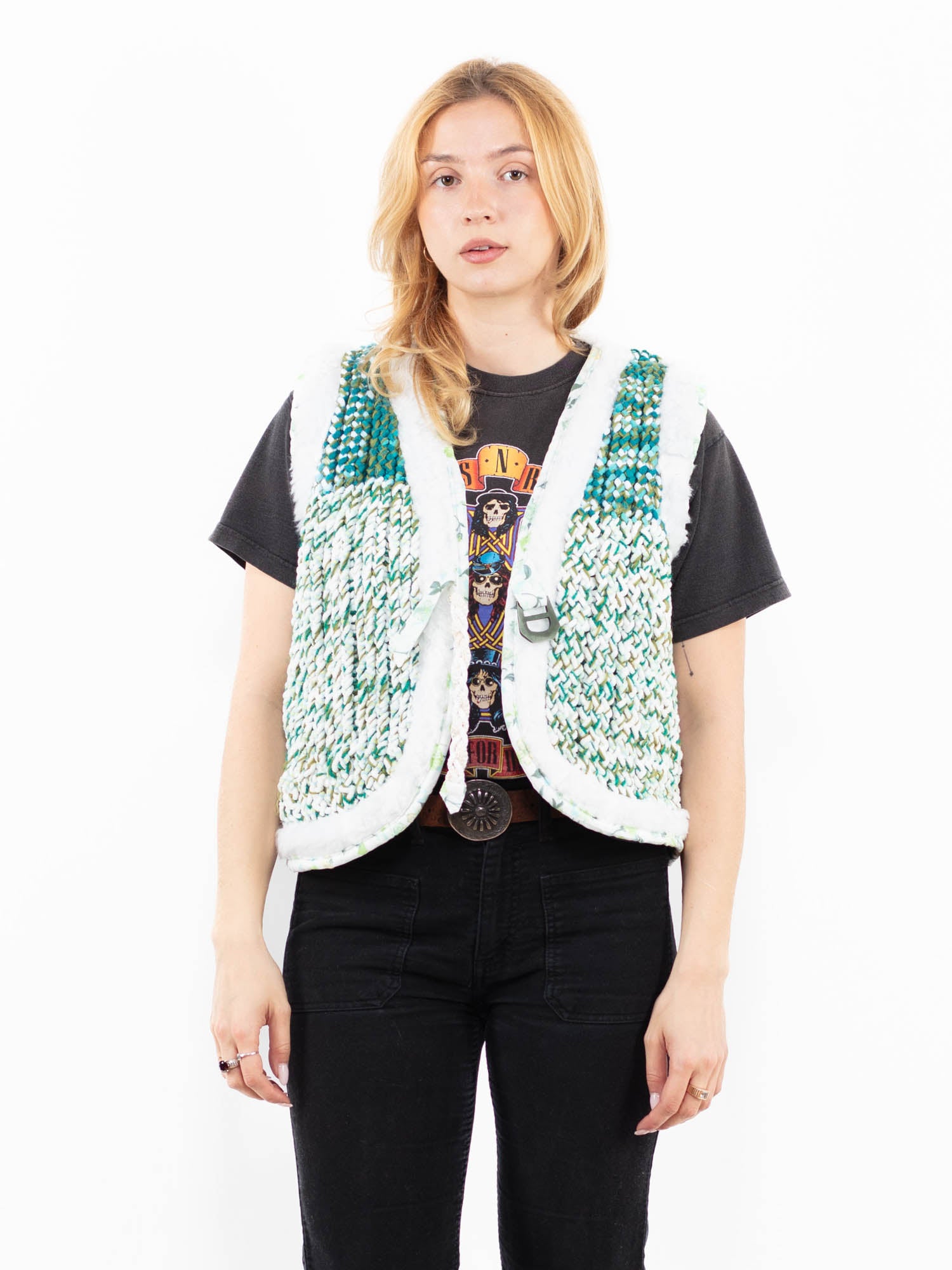 Vintage 90's Women Sherpa Vest in Green by Northern Grip