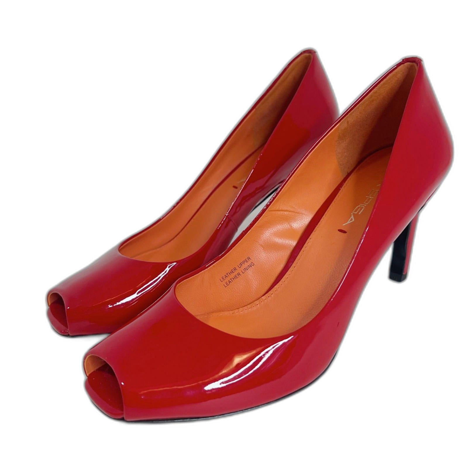 Via Spiga Red Patent Leather Peep Toe Stilettos Heels Pumps Women's Si by Hot Girl Secondhand