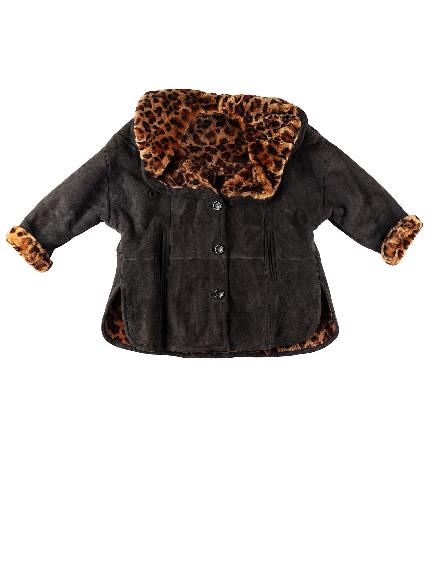 Vintage 80's Women Sheepskin Coat in Dark Gray by Northern Grip