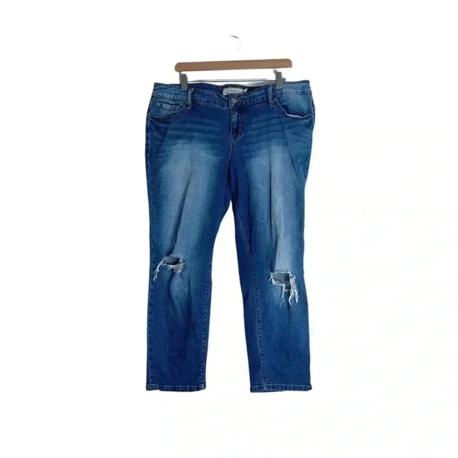 Torrid Distressed Medium Wash Skinny Jeans Distressed Denim Mid Rise S by Hot Girl Secondhand