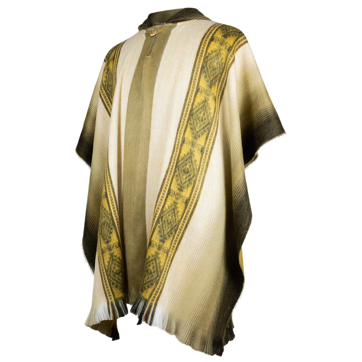 Lightweight Baby Alpaca Wool Unisex Hooded Poncho Pullover - Beige by ECUALAMA