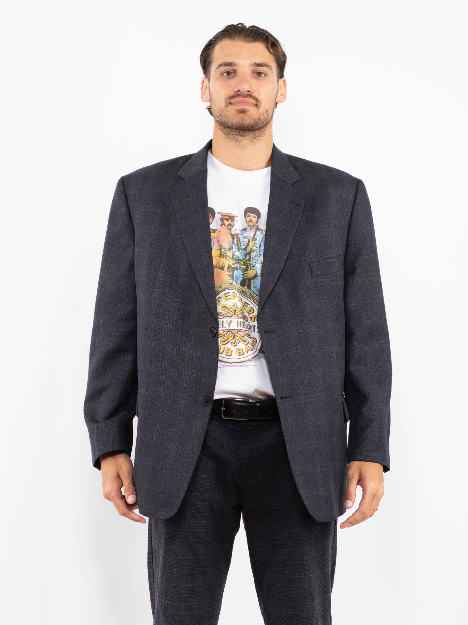 Vintage 90's Men Wool Blend Blazer Jacket in Blue by Northern Grip