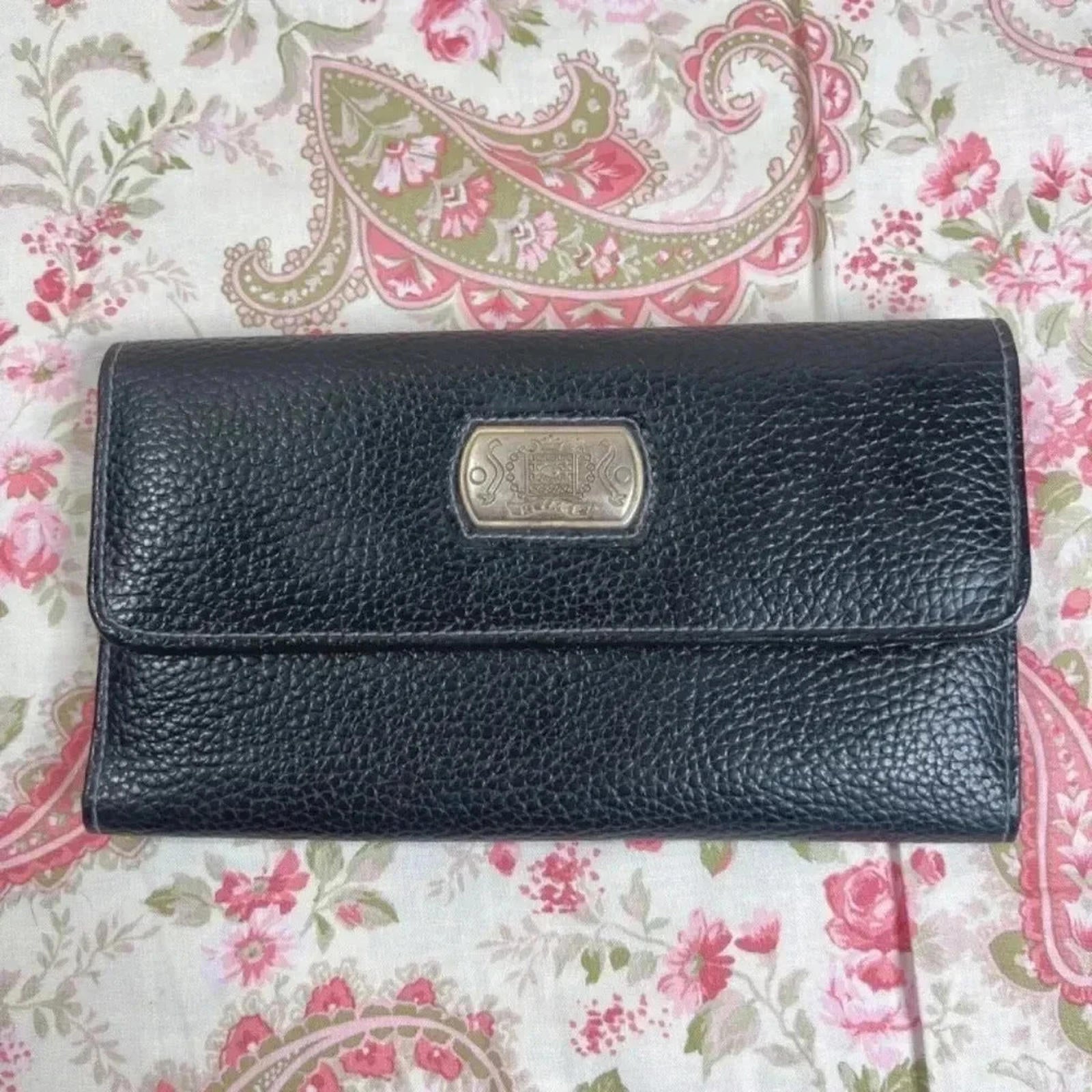 Rivage Black Pebbled Leather Trifold Wallet by Hot Girl Secondhand