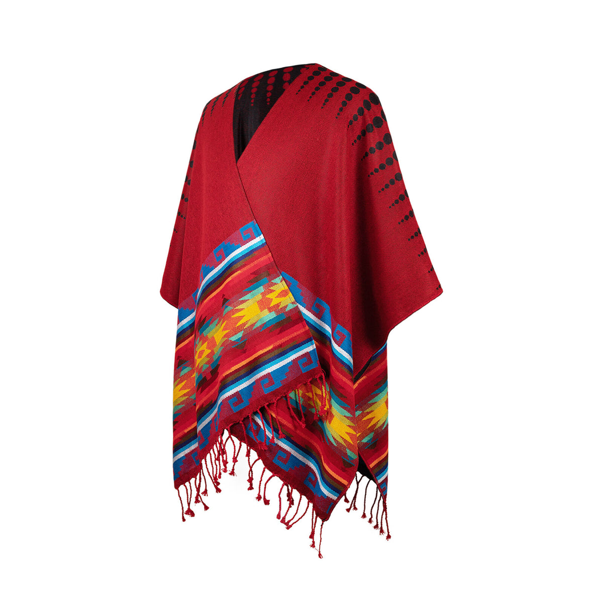 Lightweight Thin Alpaca Wool UNISEX Ruana Cape Poncho/Shawl - Red with by ECUALAMA
