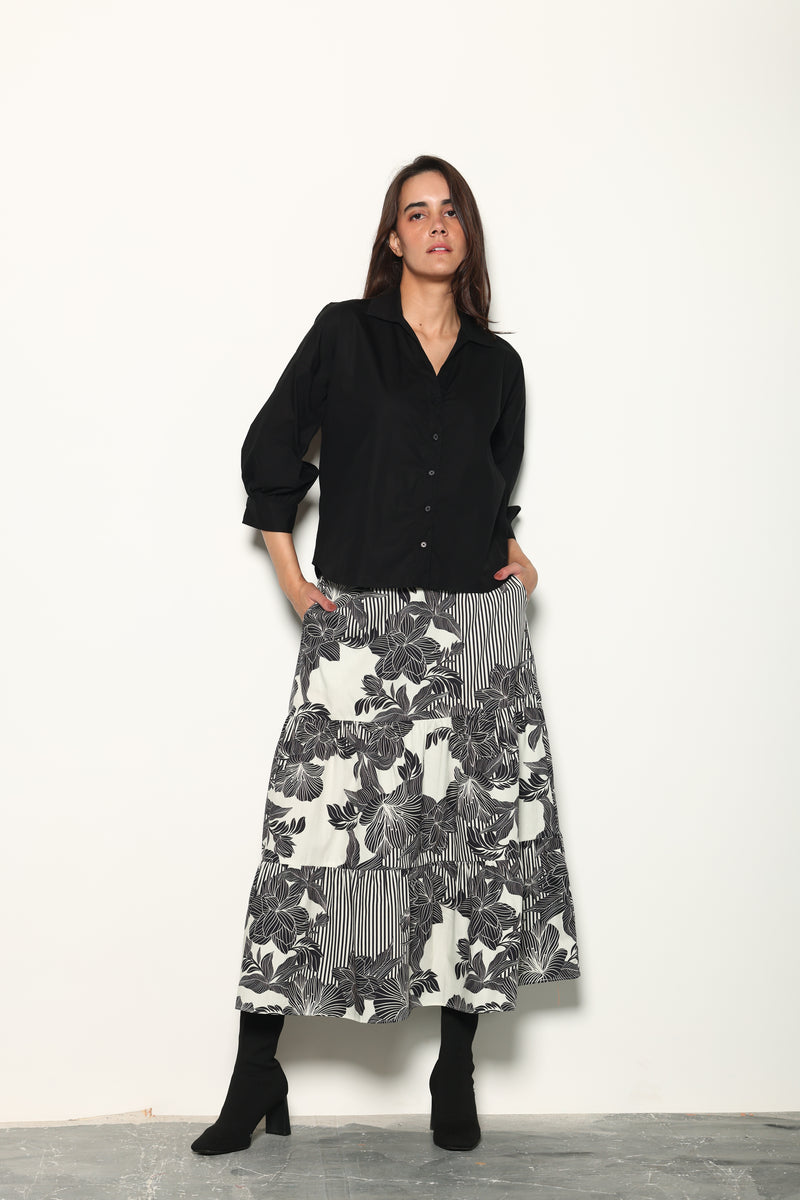 NOIR FLORALS ADA SKIRT by Maude Vivante