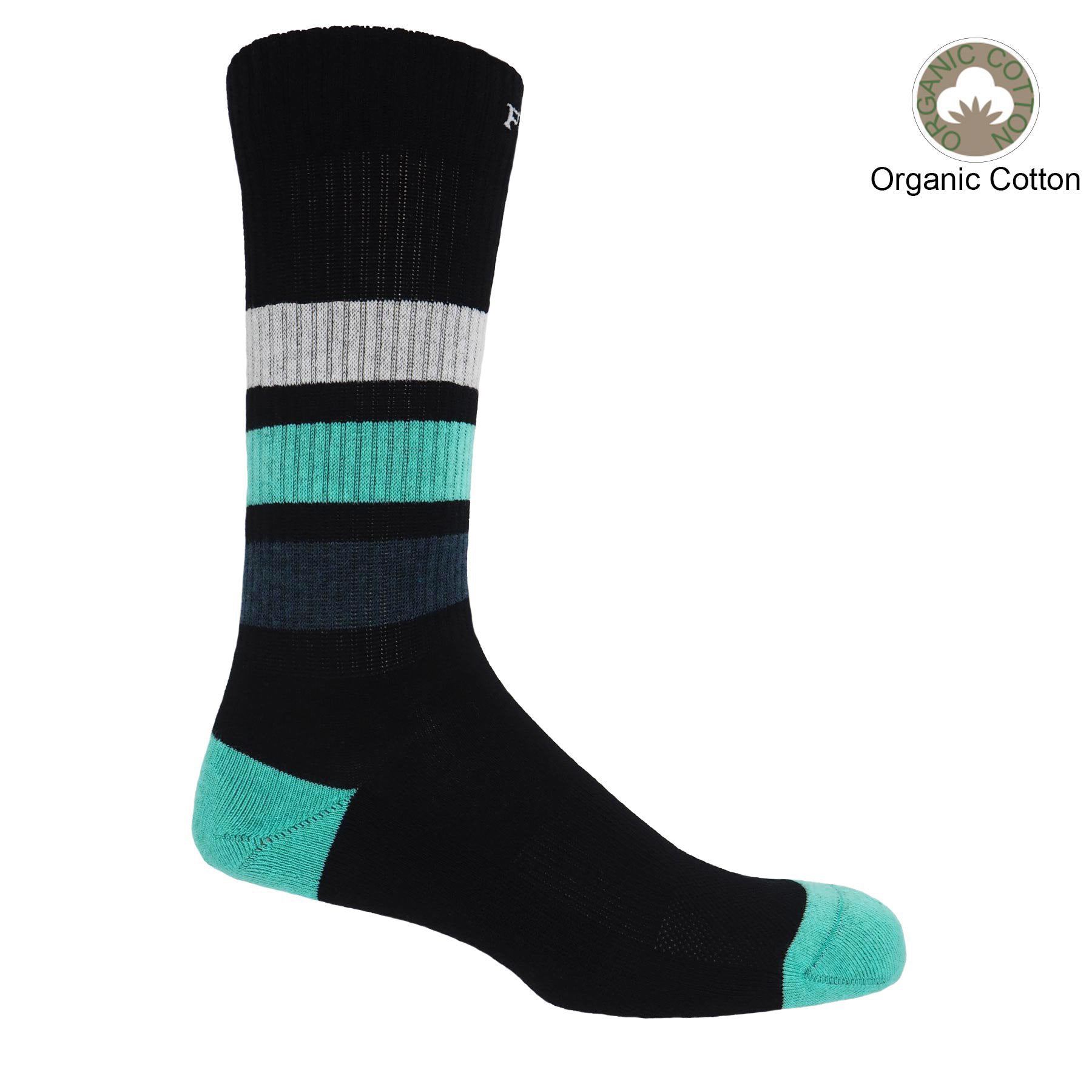 Striped Organic Men's Sport Socks - Black by Peper Harow