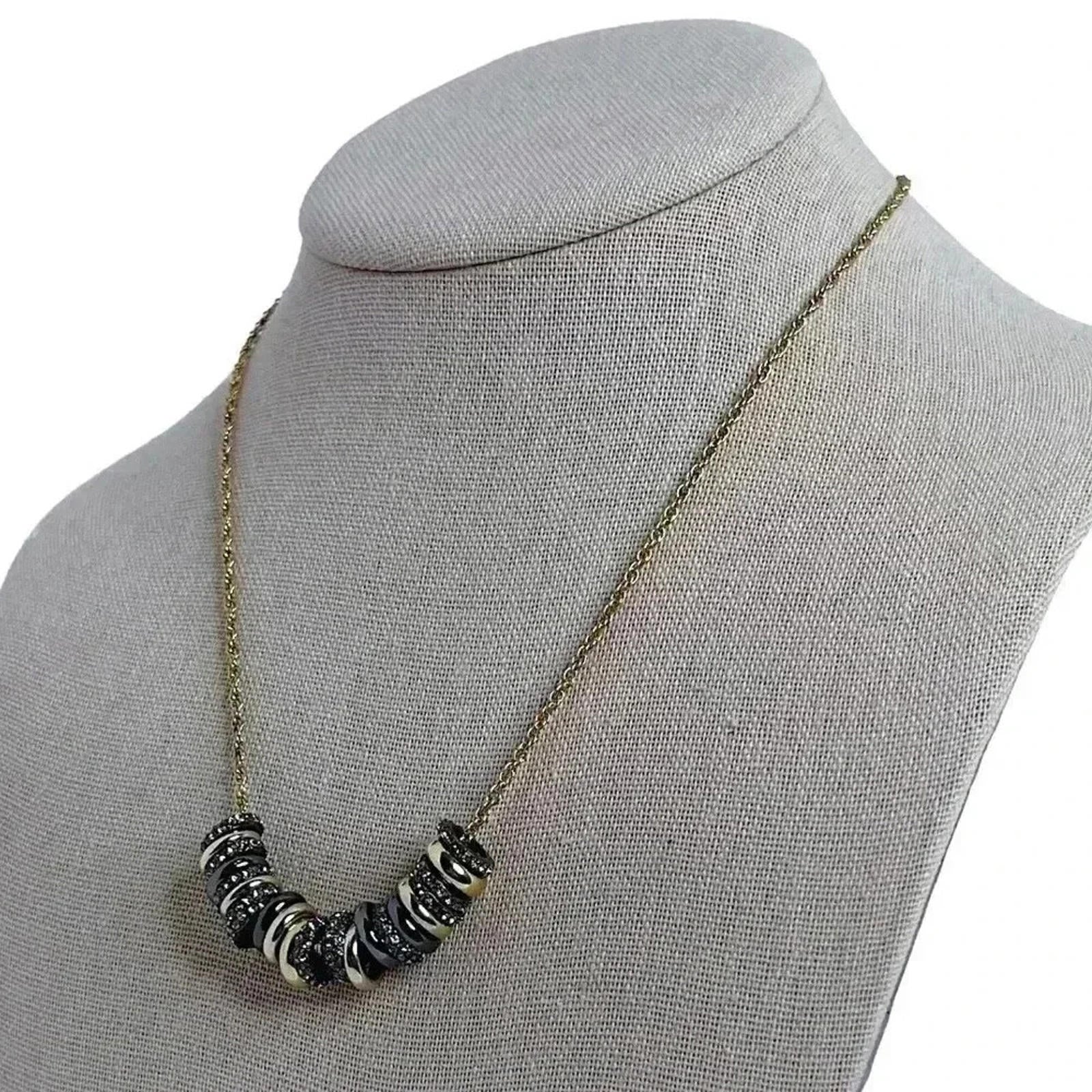 Ann Taylor Gold Necklace Black and Gold Rings Bohemian Boho Chic by Hot Girl Secondhand