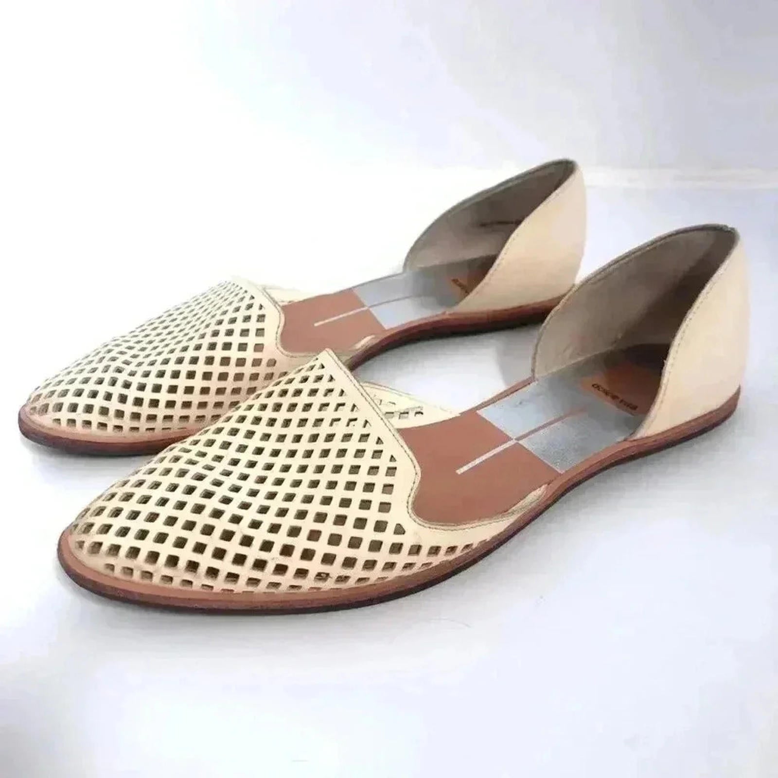 Dolce Vita Laynie D'Orsay Cream Leather Pointed Toe Flats Sandal Size by Hot Girl Secondhand