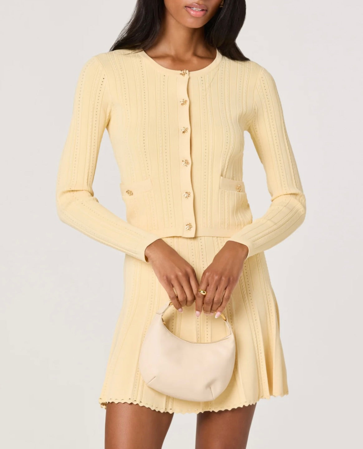 ASTR The Label Myrtle Pointelle Knit Cardigan by Sierra Deene