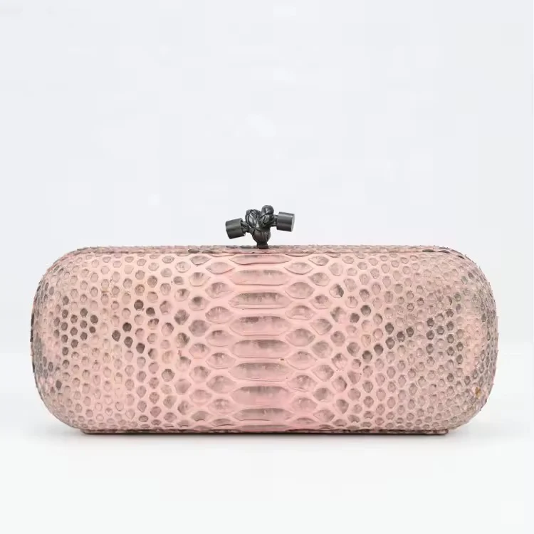The Serenity pink Snake Embossed Leather Clutch by Kolleen Boutique