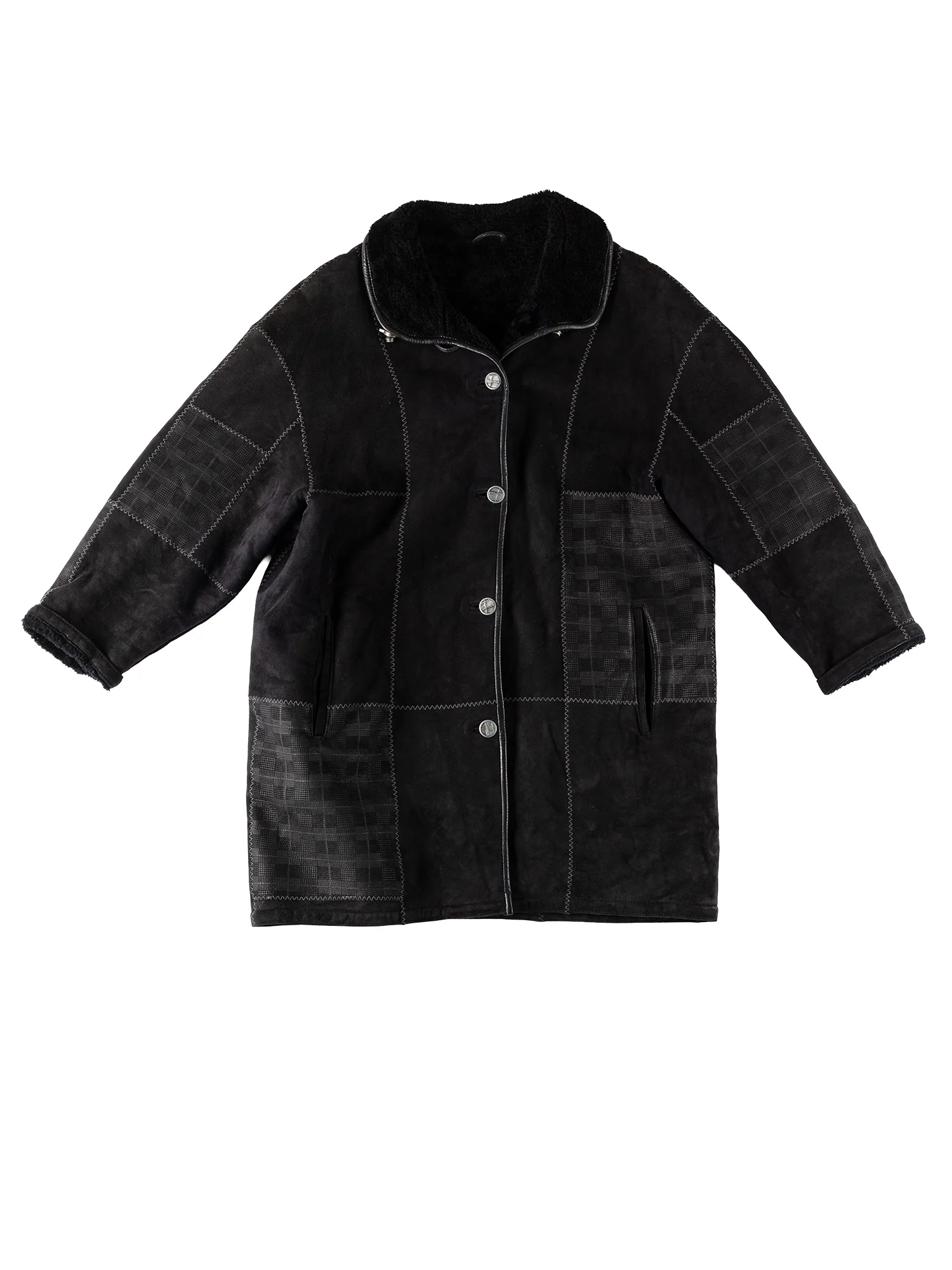 Vintage 90's Women Sheepskin Coat in Black by Northern Grip