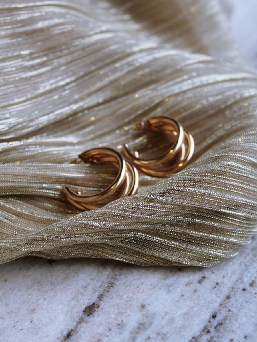 VIVIAN TRIPLE HOOPS IN GOLD by RAËLIV
