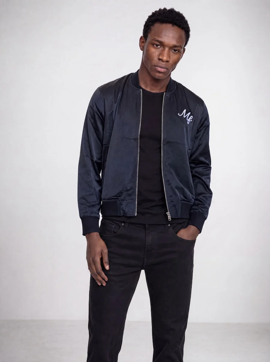 Maverick Silk Noir Le Club Stretch Bomber Jacket by MONFRERE
