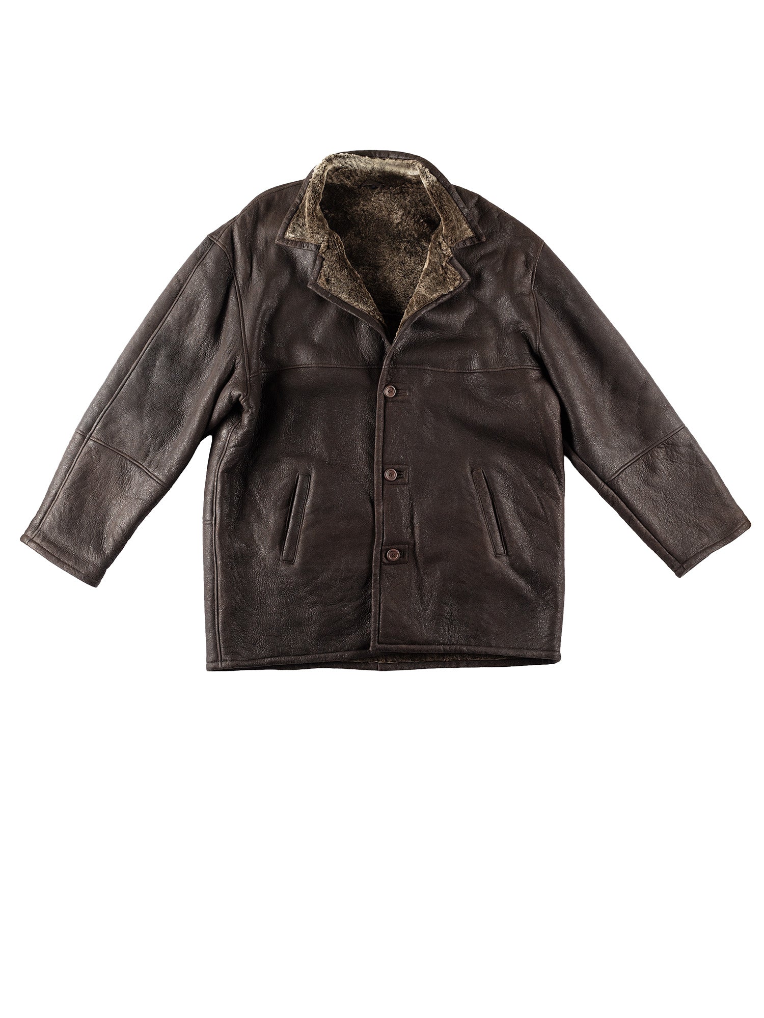 Vintage 80's Men Sheepskin Coat in Dark Brown by Northern Grip