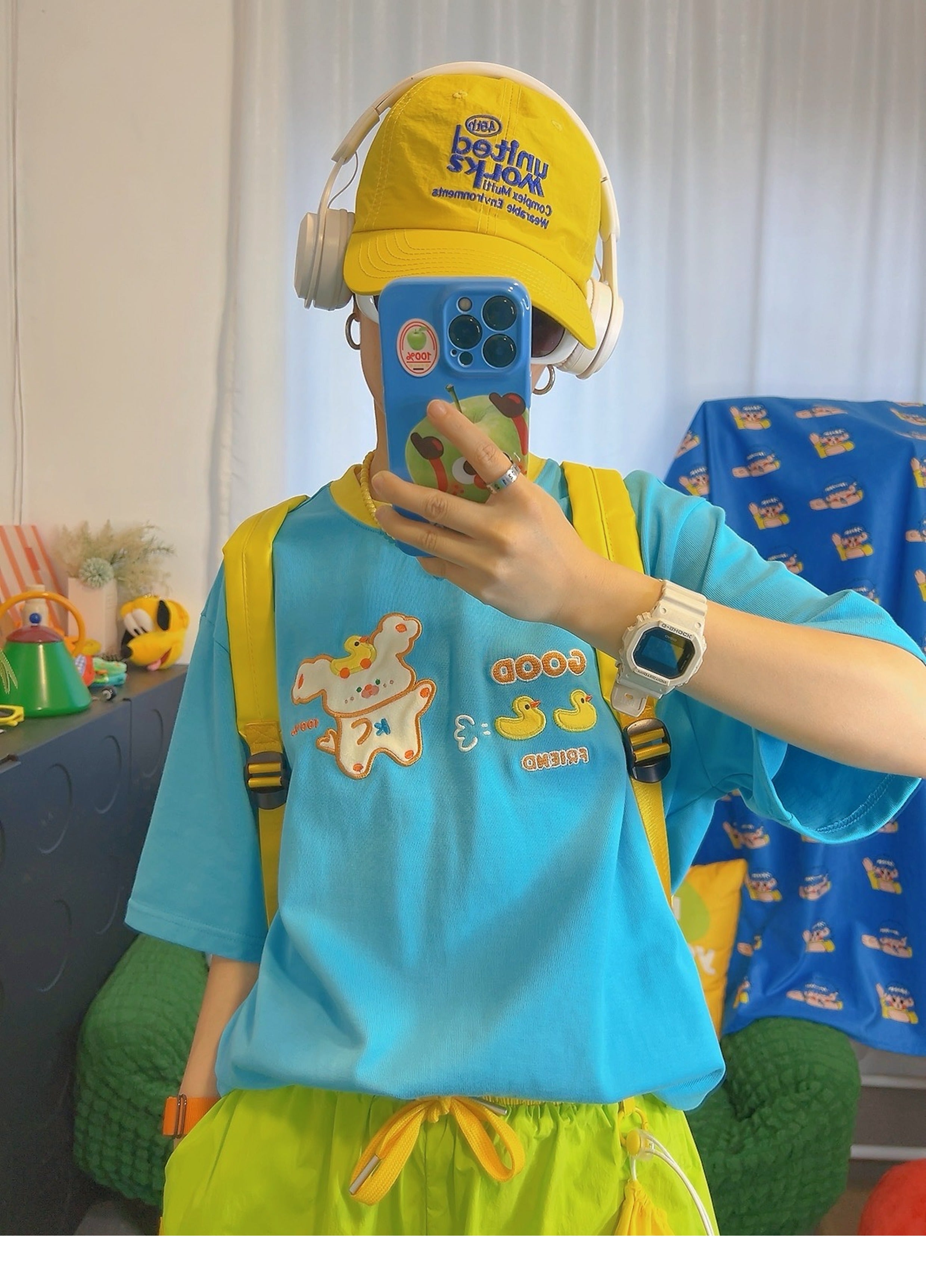 Decora Kei Blue Puppy Cartoon T-Shirt - KURIOSITAET by Land Decora