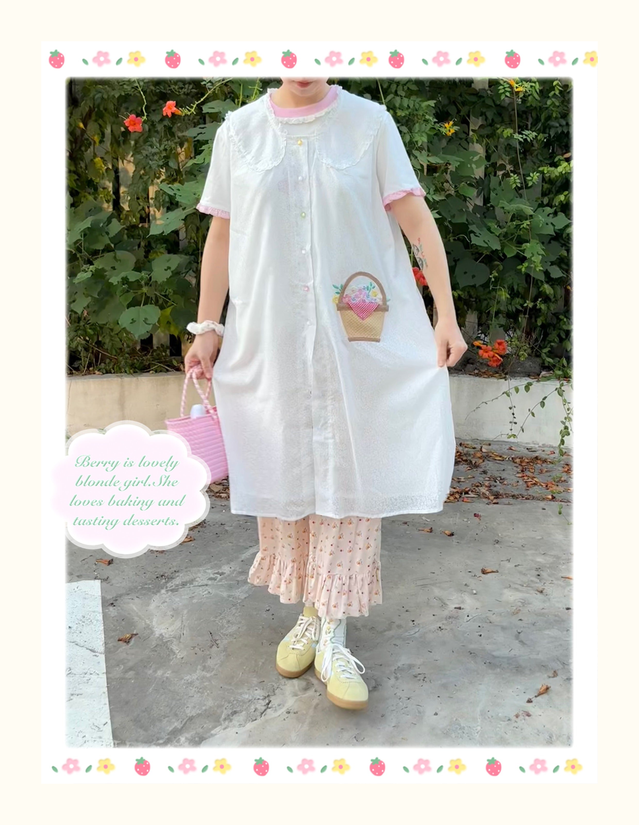 Kawaii Strawberry Basket Layered Dress - Little Berry by Land Decora