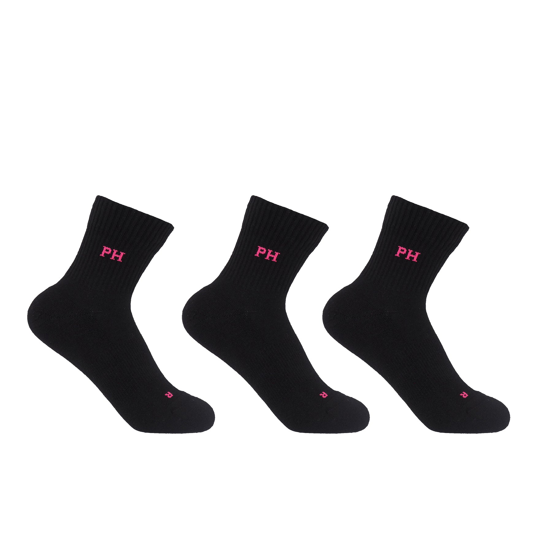 3 Pack Essential Quarter Women's Sport Socks - Black by Peper Harow