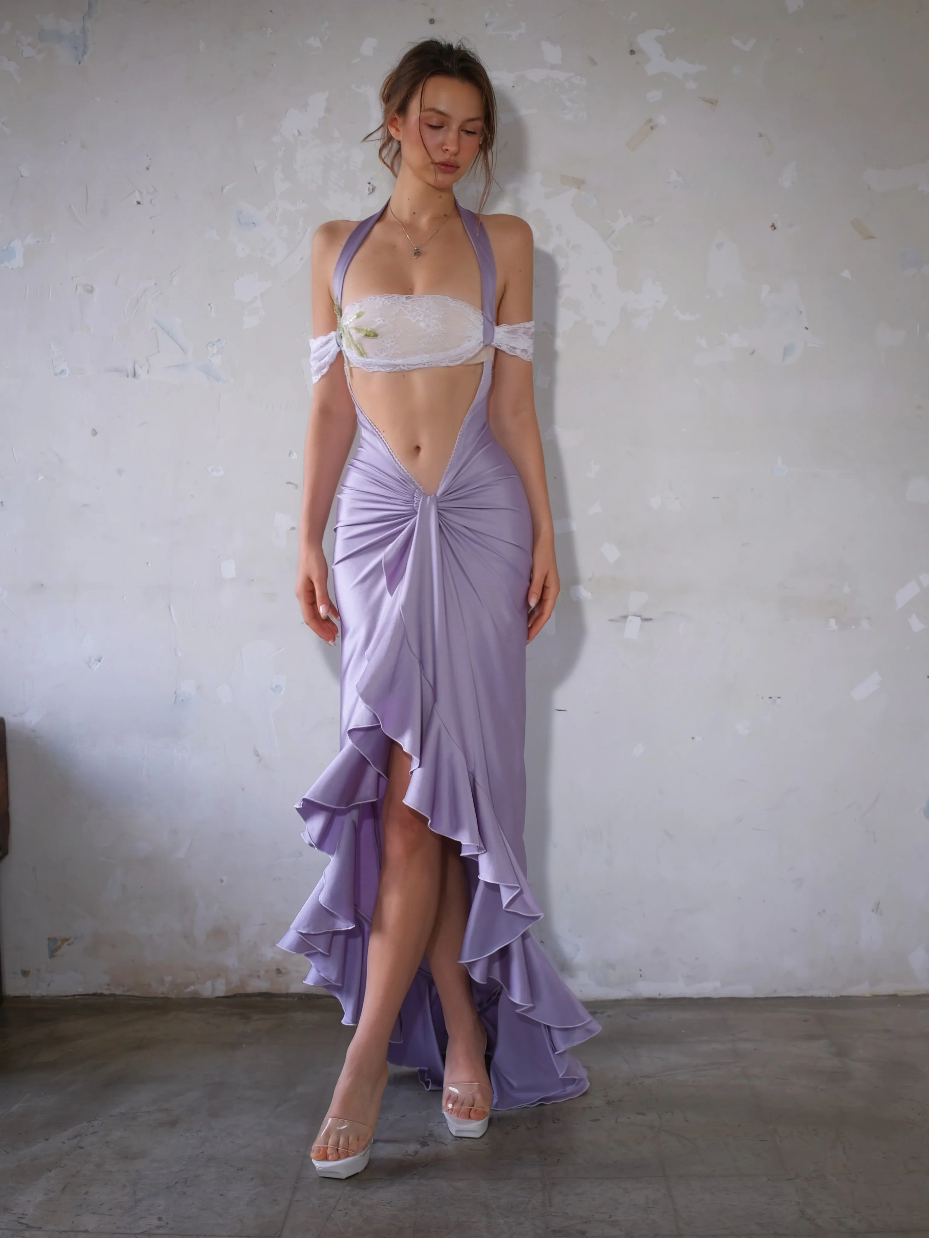 Purple Lace High-Low Maxi Dress | Statement Gown | Purple Dress by After Five