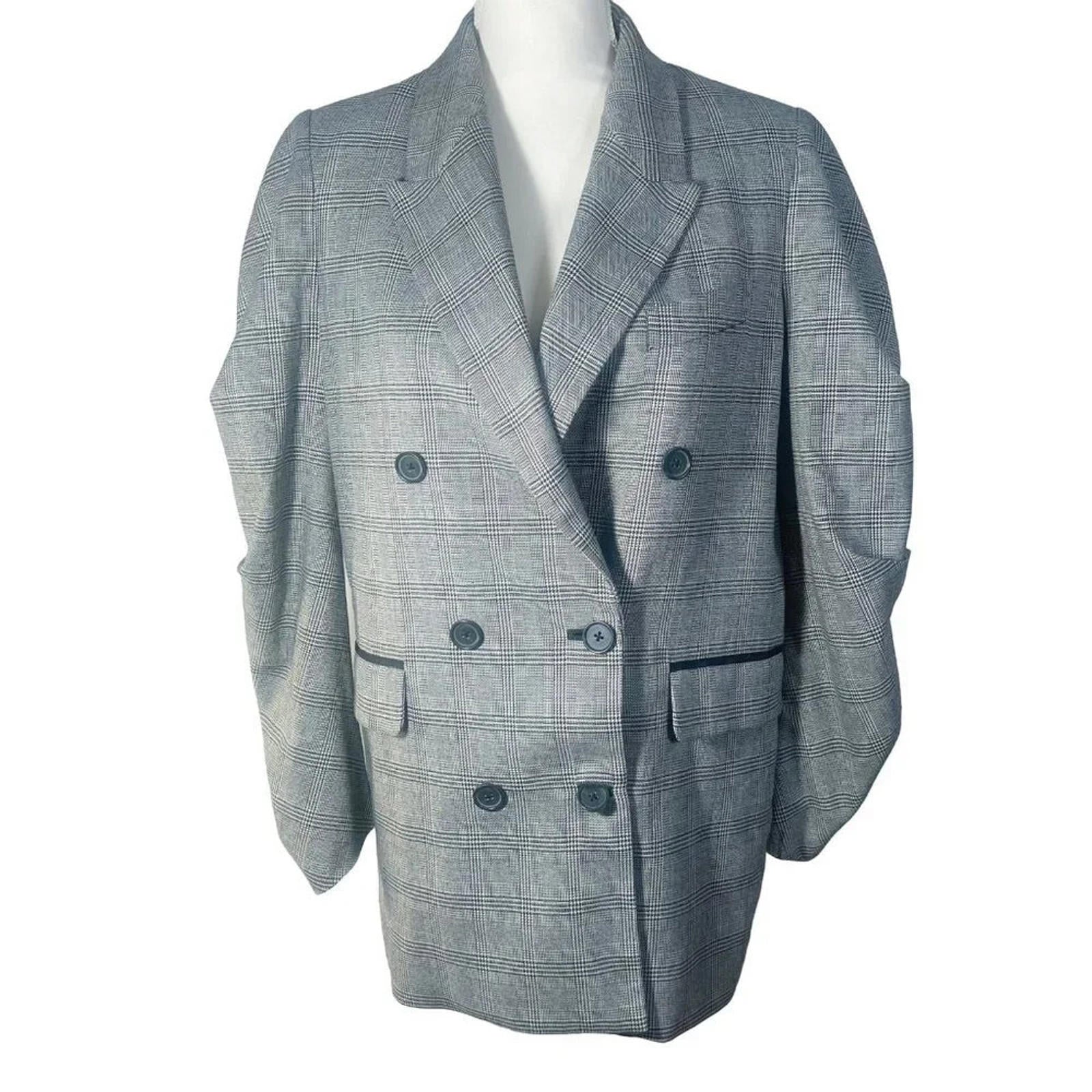 Like New Joie Tomika Blazer in Caviar Multi Double Breasted Plaid Jack by Hot Girl Secondhand