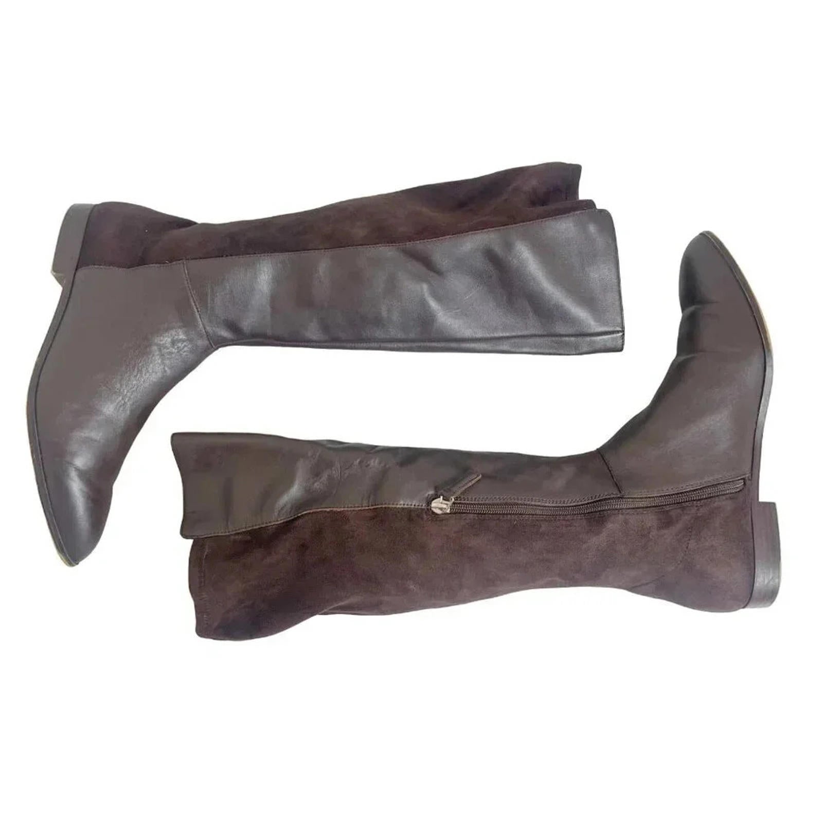 Nine West Brown Leather Faux Suede Knee High Pointed Toe Boots Size 10 by Hot Girl Secondhand