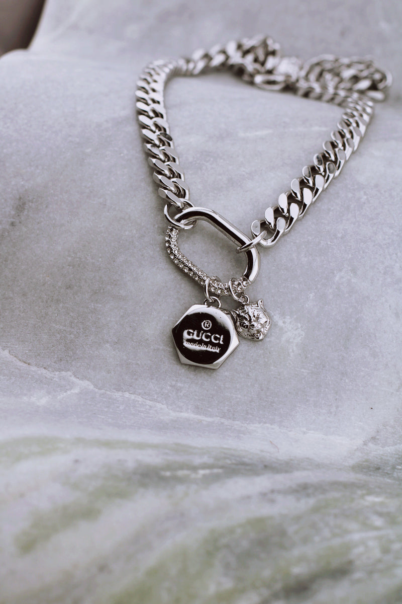 SAVAGE LUXE TAG NECKLACE IN WHITE GOLD by RAËLIV