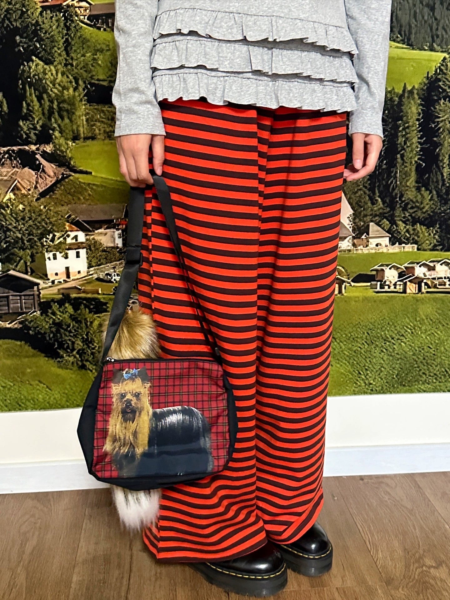 Wide Leg Pants Orange Striped Oversize - BunnyBunnyGun by Land Decora