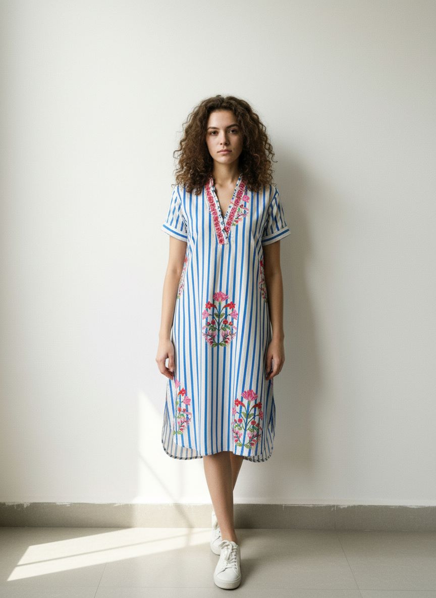 STRIPED GARDEN ALANA DRESS by Maude Vivante