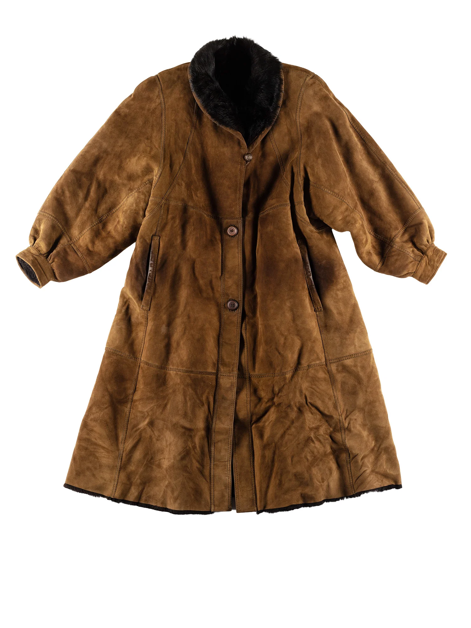 Vintage 80's Women Sheepskin Coat in Khaki by Northern Grip