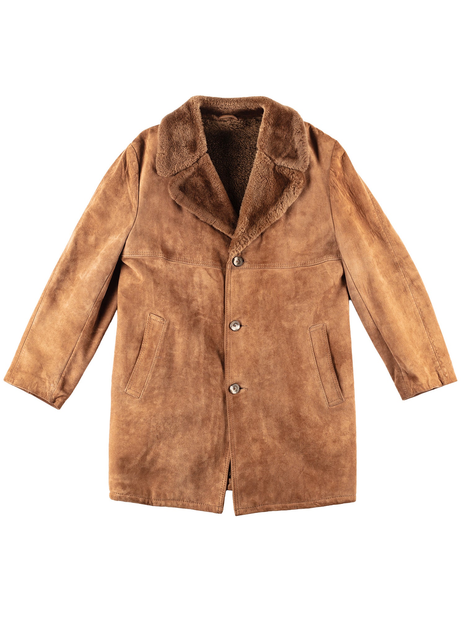 Vintage 70's Men Sheepskin Coat in Brown by Northern Grip