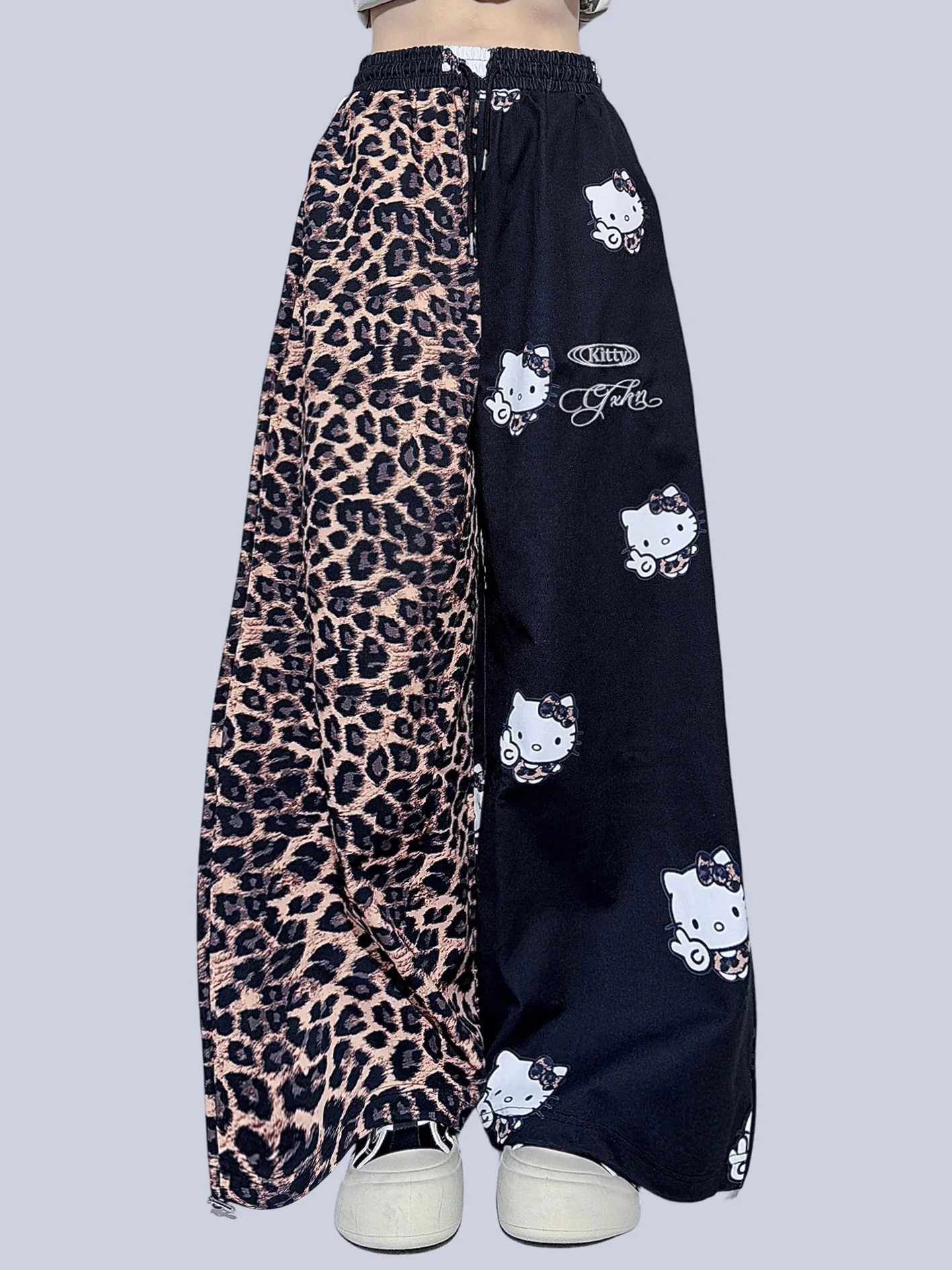Y2K Leopard Wide-Leg Sweatpants - FANLOVEGIRL by Land Decora