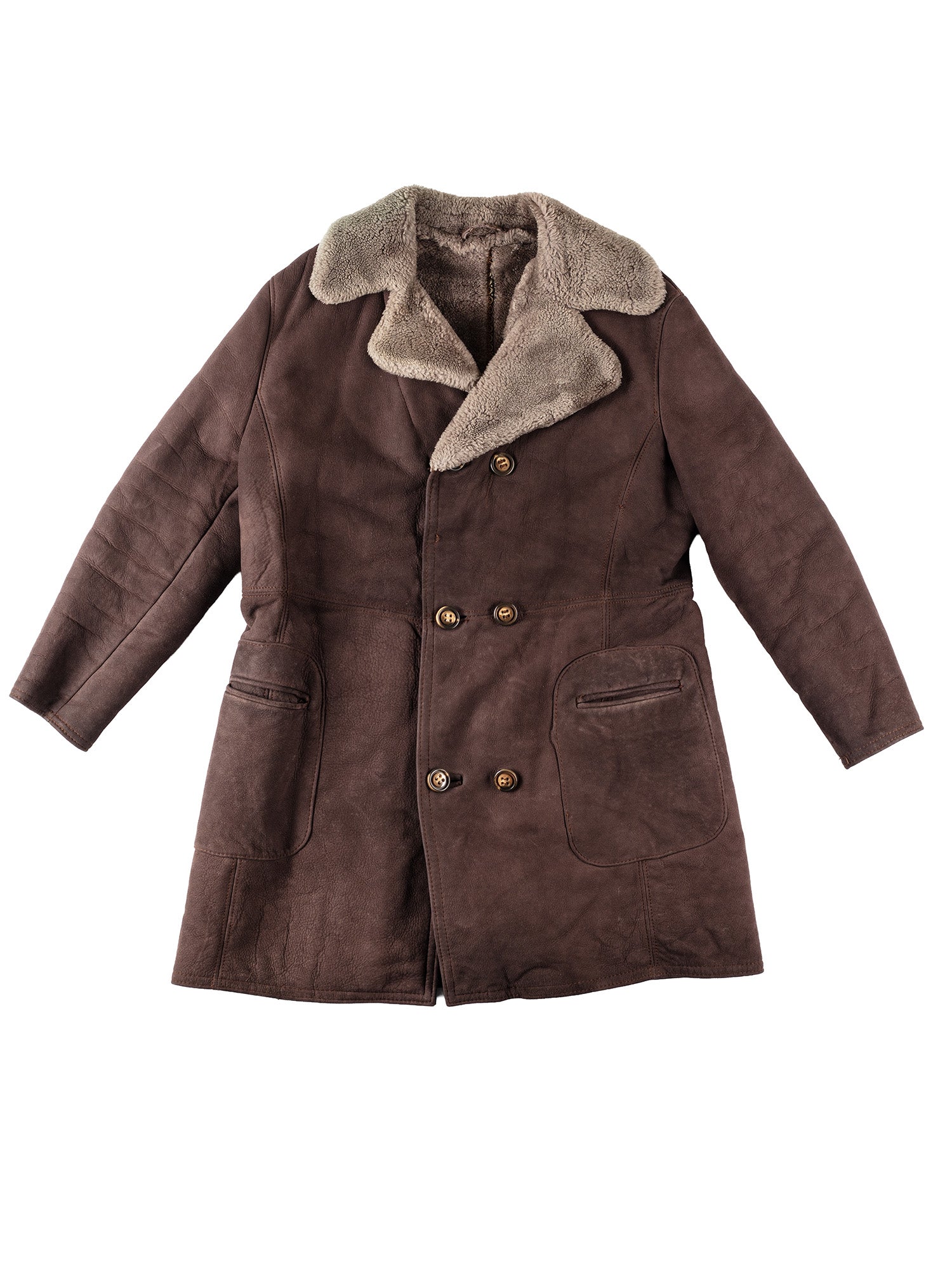 Vintage 70's Men Sheepskin Coat in Brown by Northern Grip
