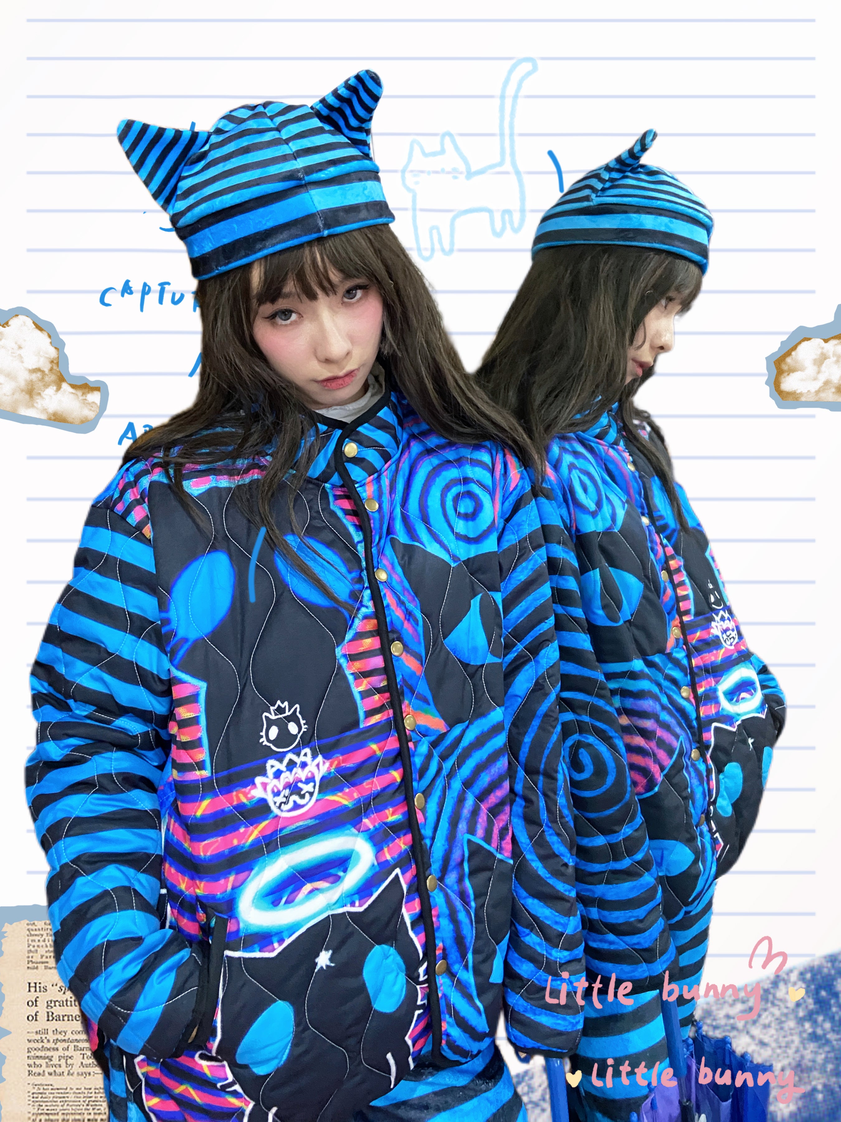 Y2K Subculture Blue Puffer Jacket - LEERROO by Land Decora