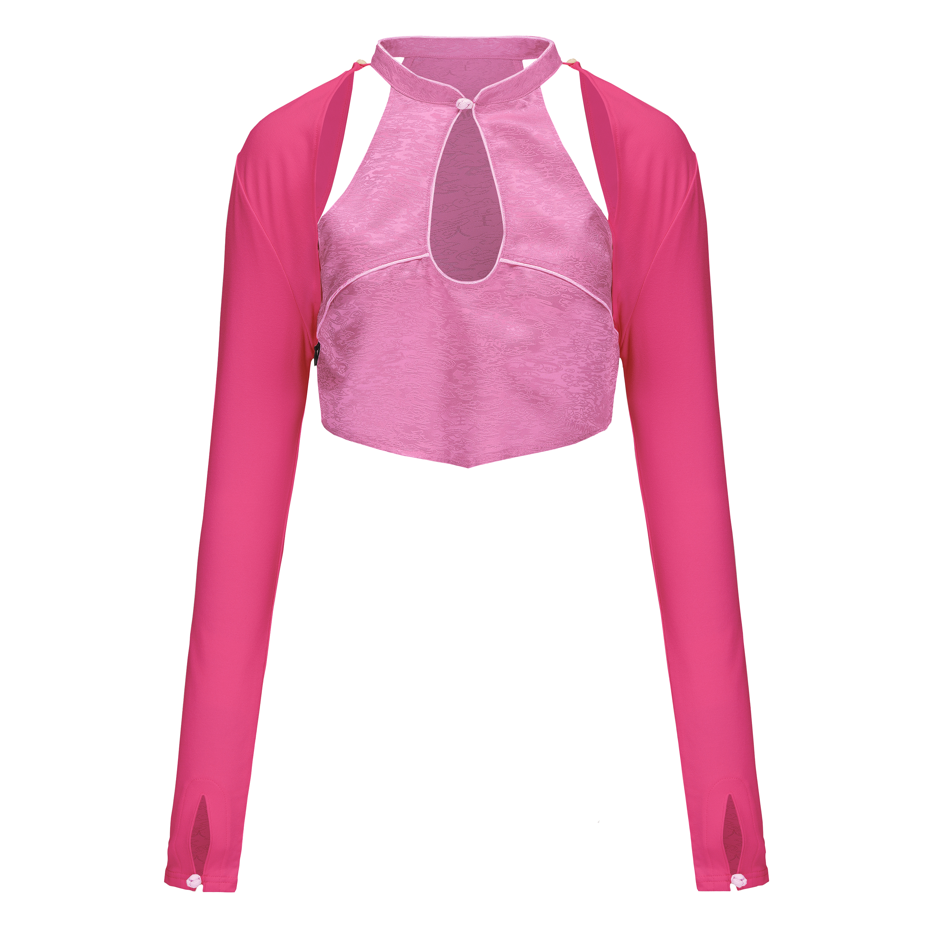 Yao Keyhole Detachable Sleeves Top Pink Cosmo by DAWANG