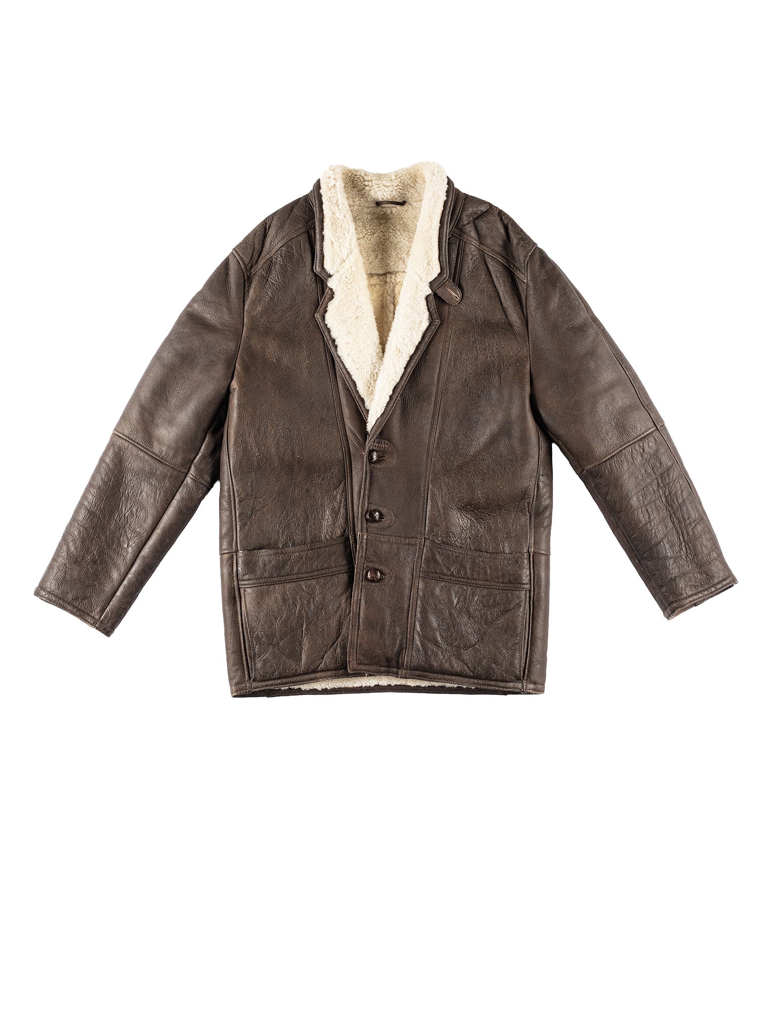 Vintage 80's Men Sheepskin Coat in Brown by Northern Grip