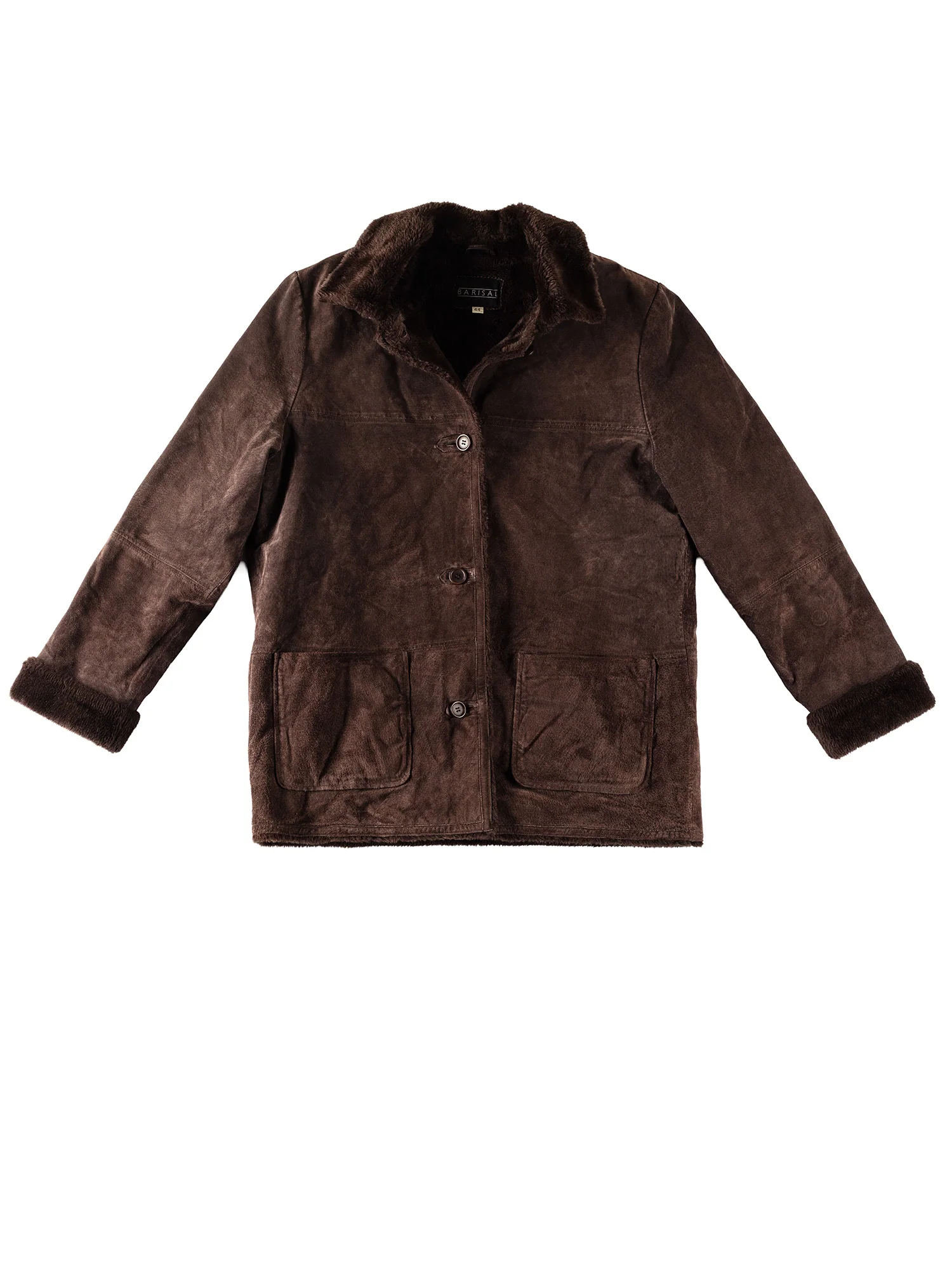 Vintage 80's Women Faux Sheepskin Coat in Brown by Northern Grip