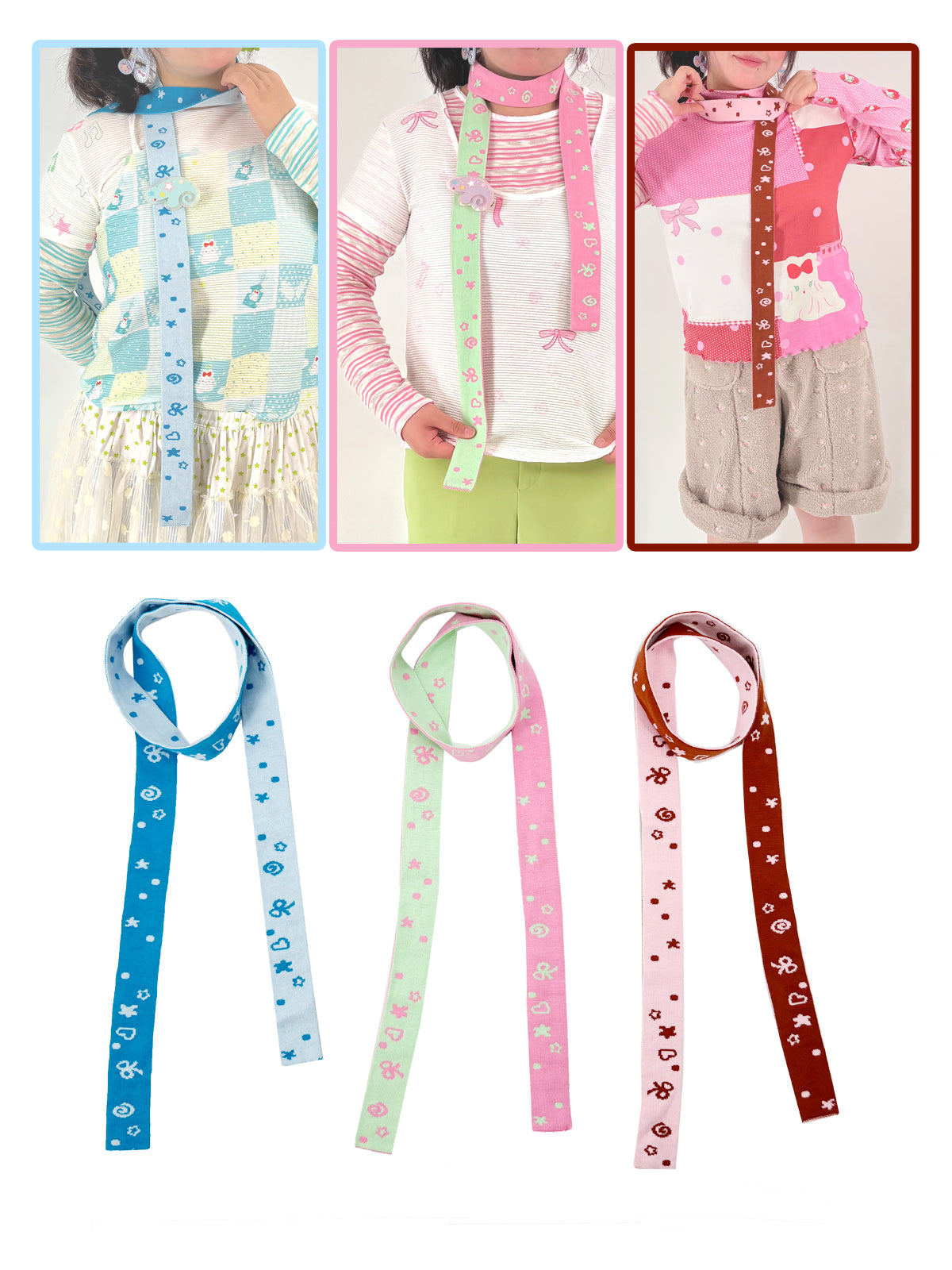 Colorful Double-Sided Knit Scarf - shishihshop by Land Decora