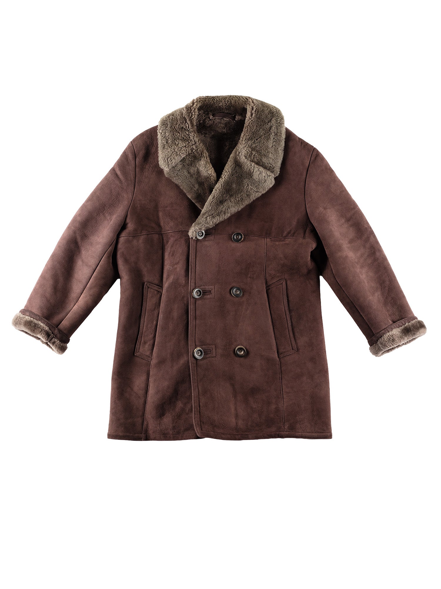 Vintage 70's Men Sheepskin Coat in Purple Brown by Northern Grip