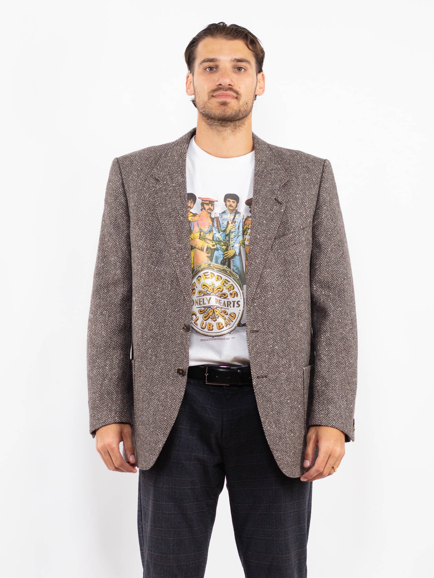 Vintage 70's Men Wool Blazer Jacket in Brown by Northern Grip