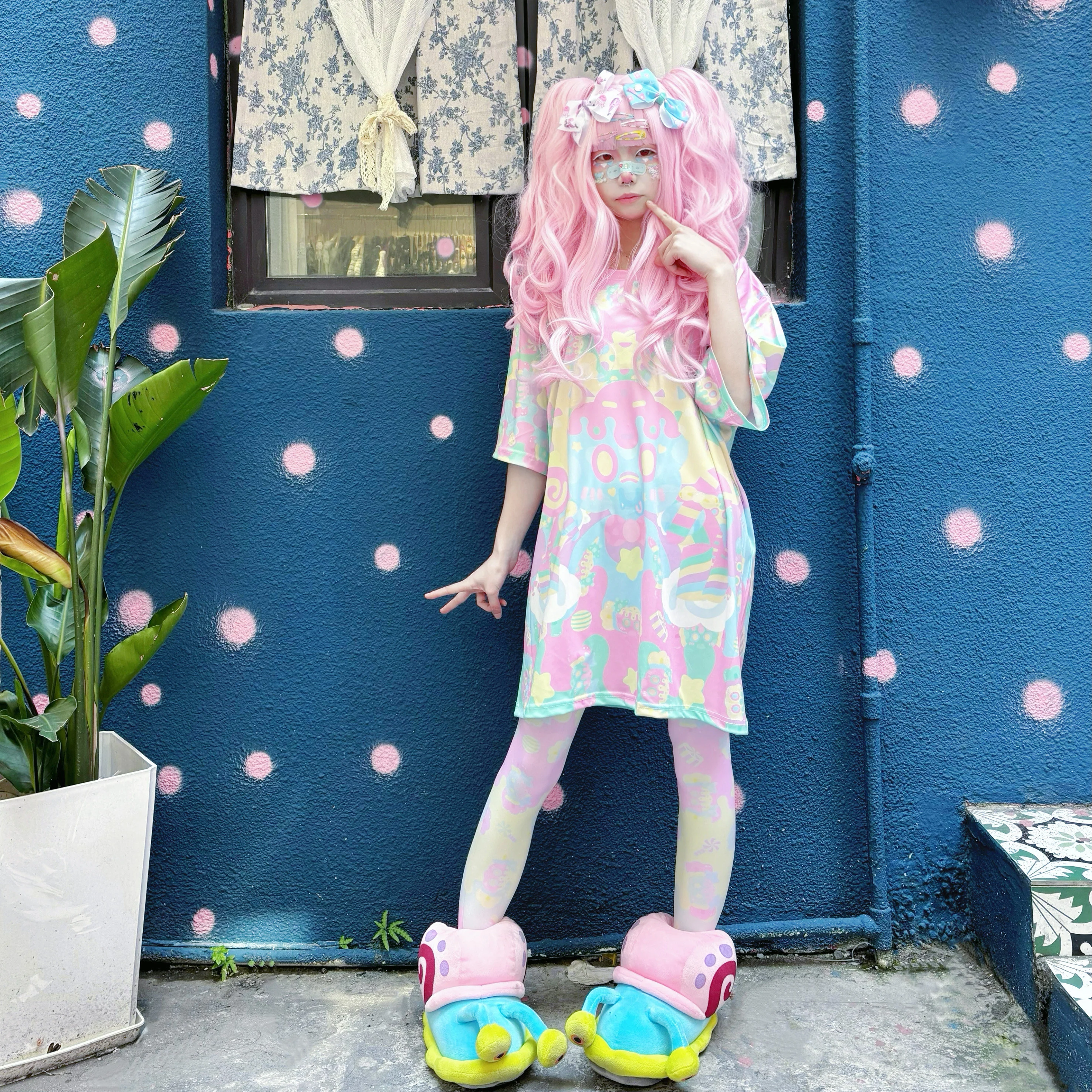 Pastel Macaron Decora Kei T-Shirt & Tights | Japanese Subculture by Land Decora