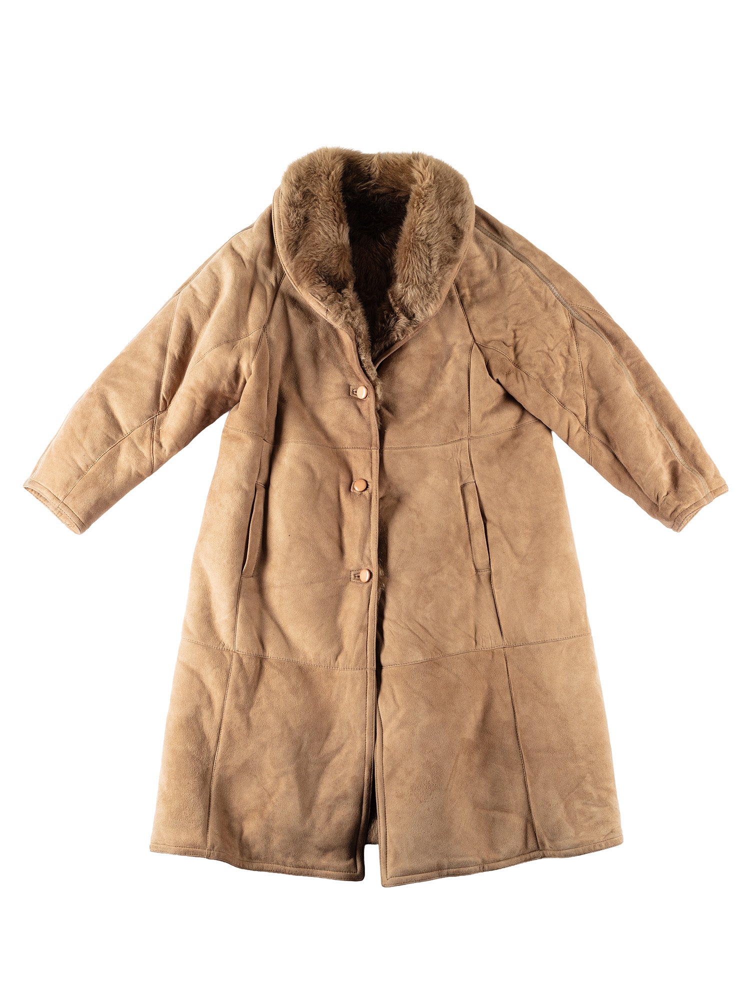 Vintage 80's Women Sheepskin Coat in Brown by Northern Grip