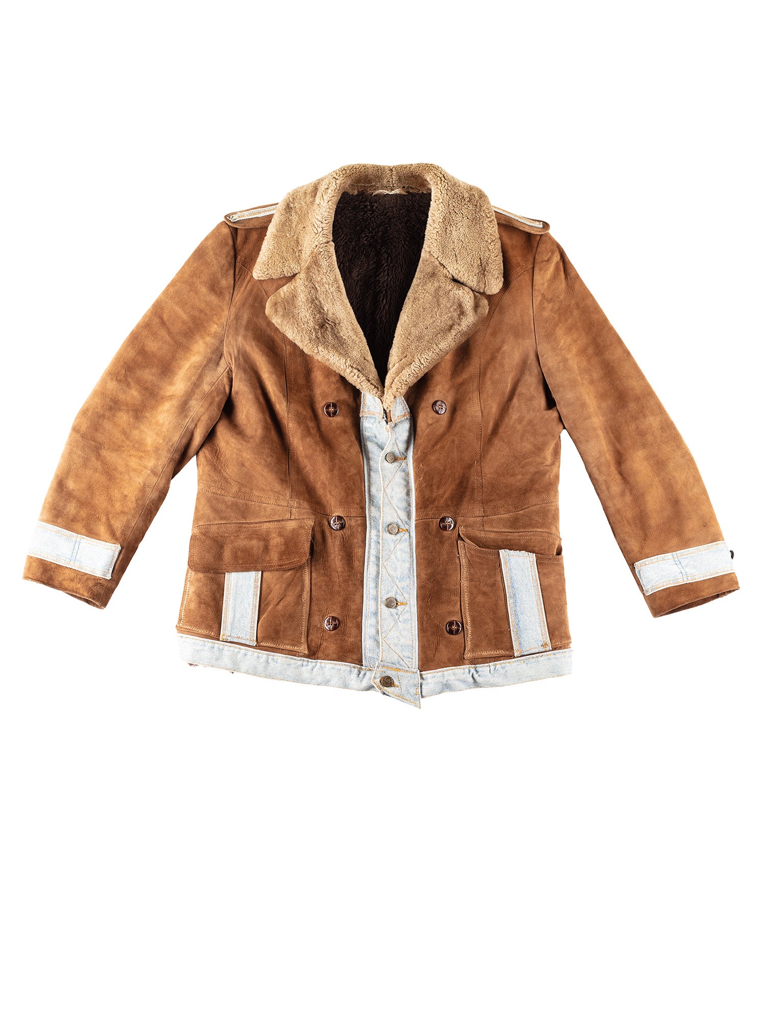 Vintage OOAK 90's Men Faux Sheepskin LEE Rework Jacket in Brown by Northern Grip