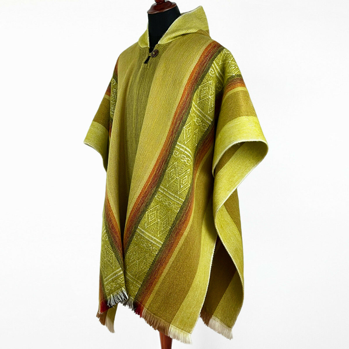 Lightweight Baby Alpaca Wool Hooded Poncho - Zhingate - Pistachio by ECUALAMA